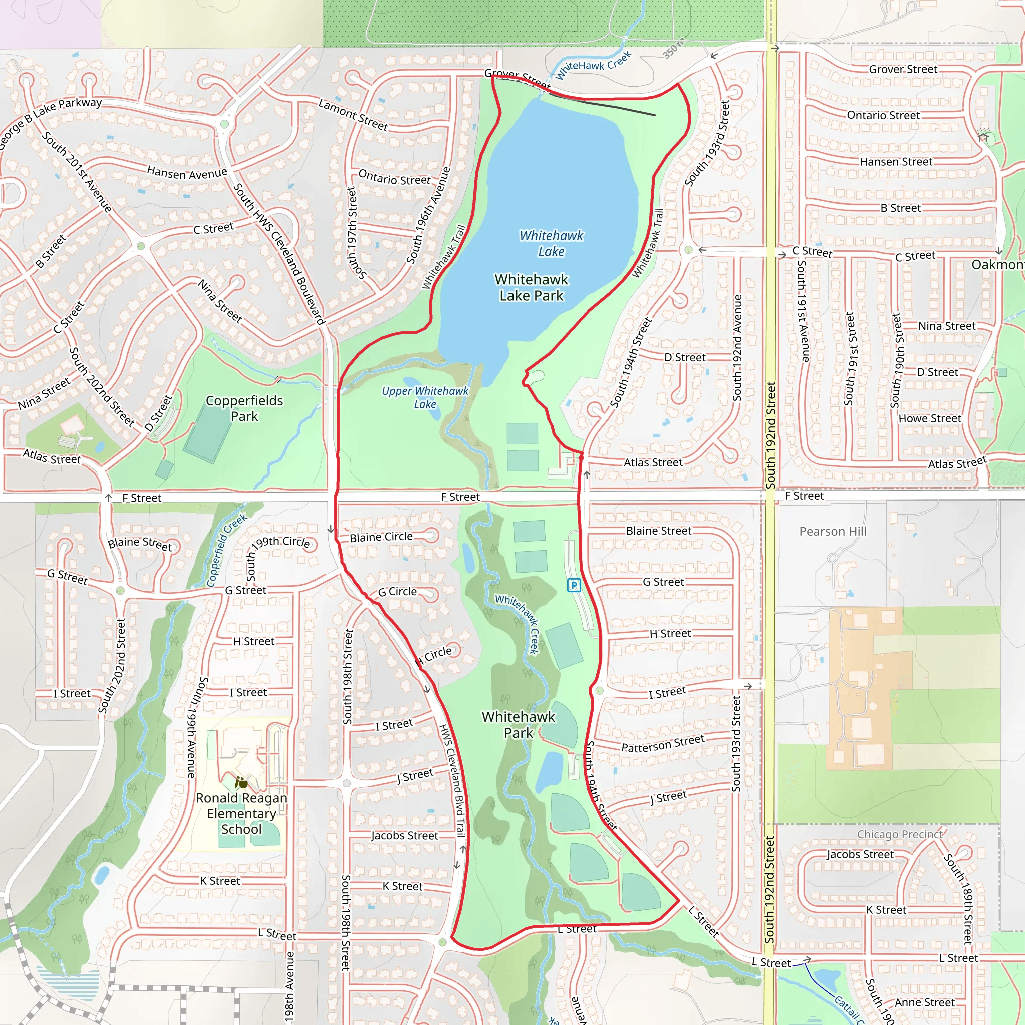 Whitehawk Park and Lake Loop mobile static map