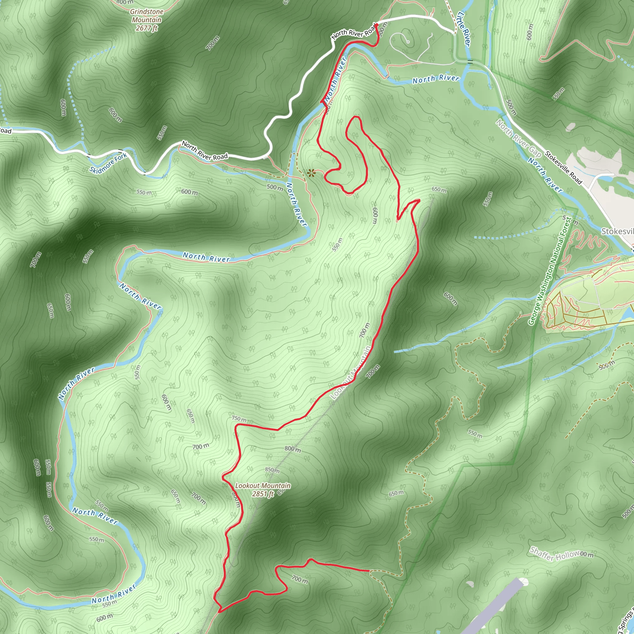 Shaffer Hollow Trail via Wild Oak National Recreation Trail mobile static map