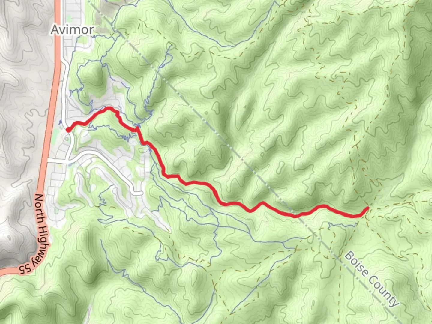 An image depicting the trail Spring Valley Creek Trail Out and Back and its surrounding area.