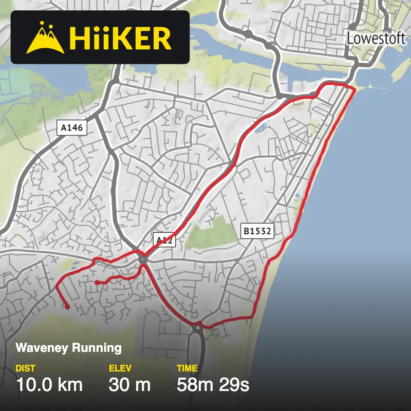 A map preview of the recording Waveney Running.