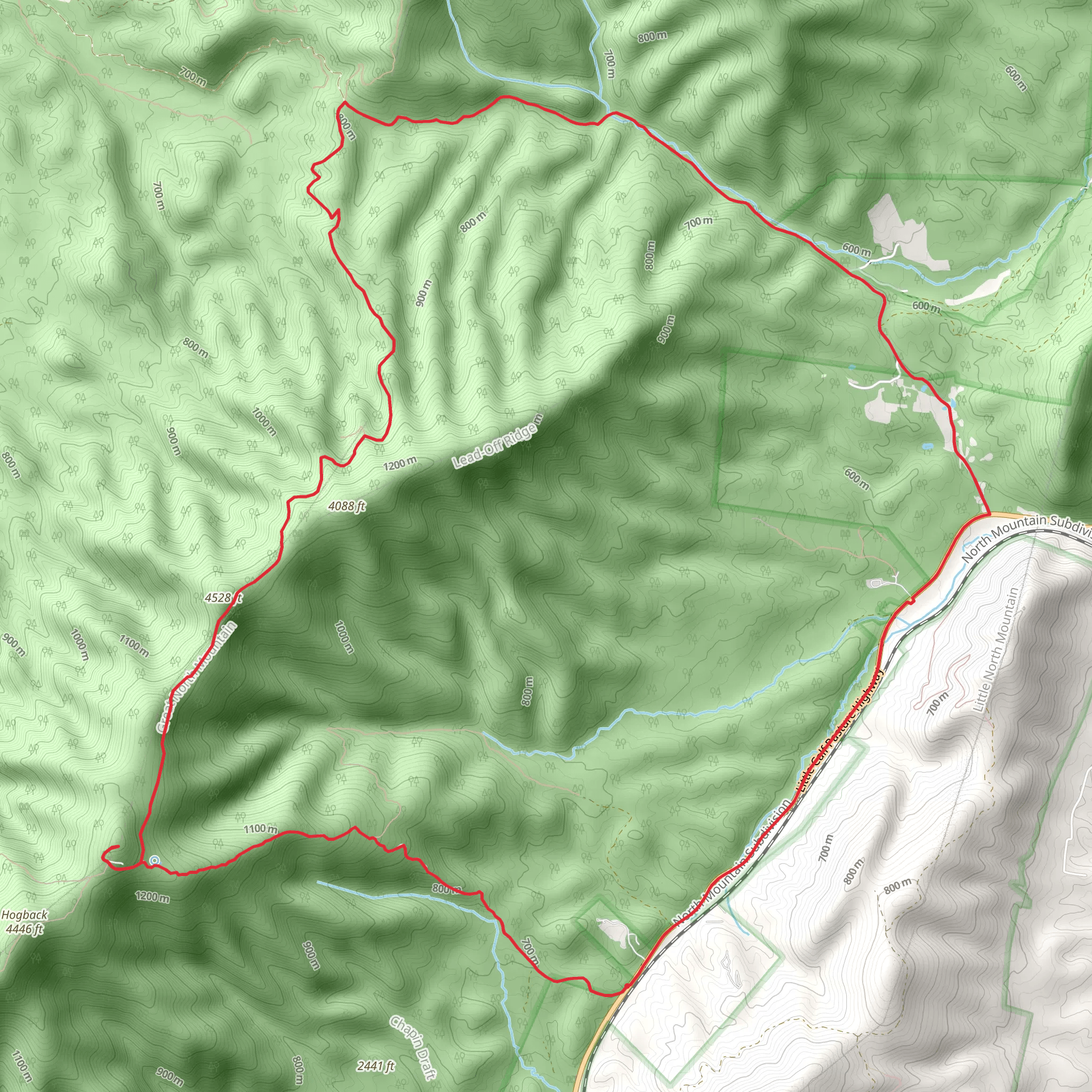 Elliot Knob Forest Road and North Mountain Loop Trail mobile static map