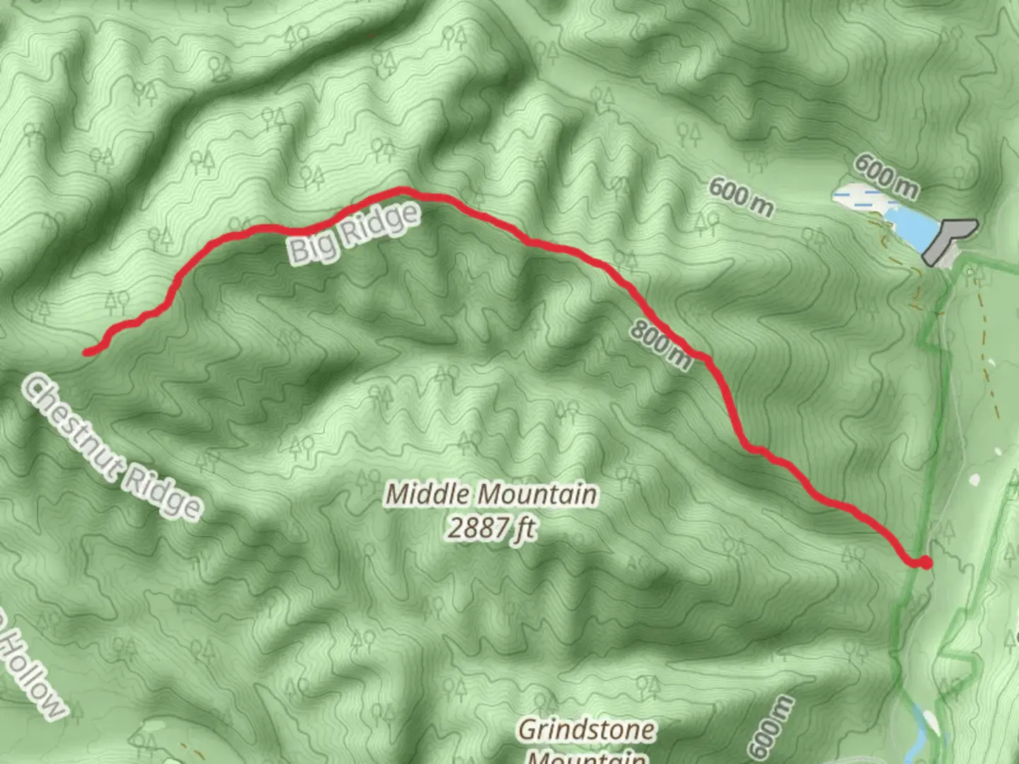 An image depicting the trail Groom's Ridge Trail and its surrounding area.