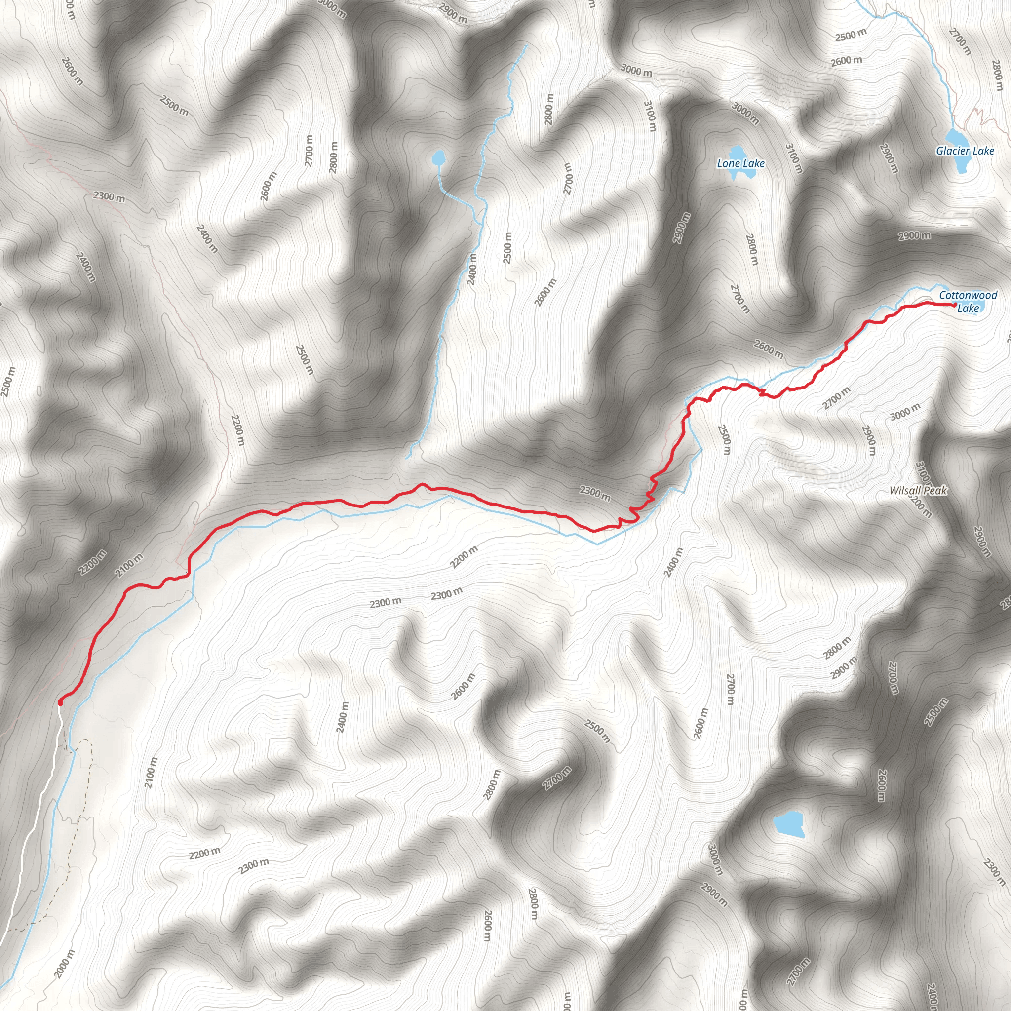 Cottonwood Lake Trail mobile static map
