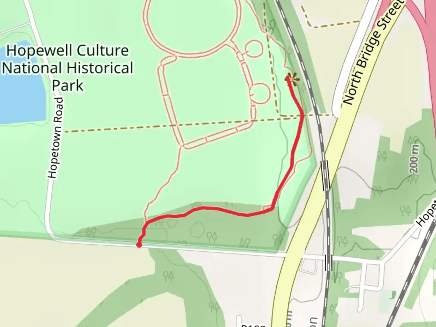 An image depicting the trail Hopetown Earthworks Trail and its surrounding area.