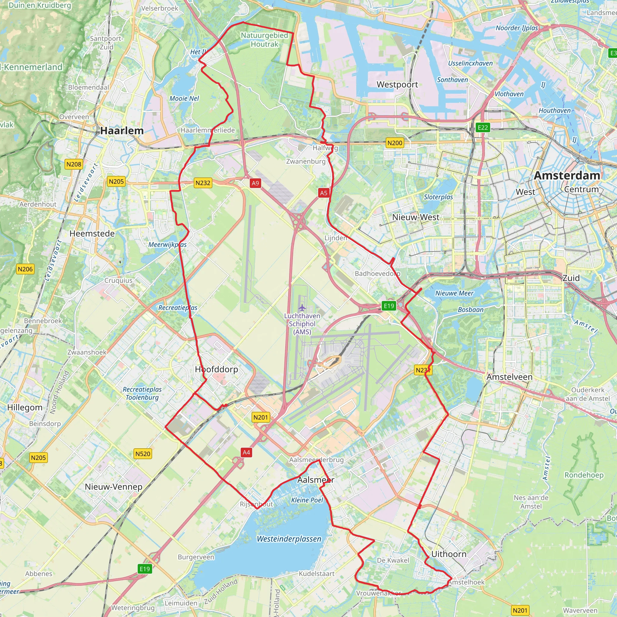 Liniepad, Molenweteringpad, Amsterdamse Bos and Westeinderplassen Loop mobile static map