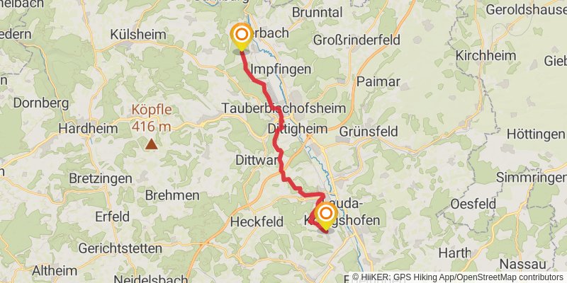 Panoramawanderweg Taubertal stage 5 Map