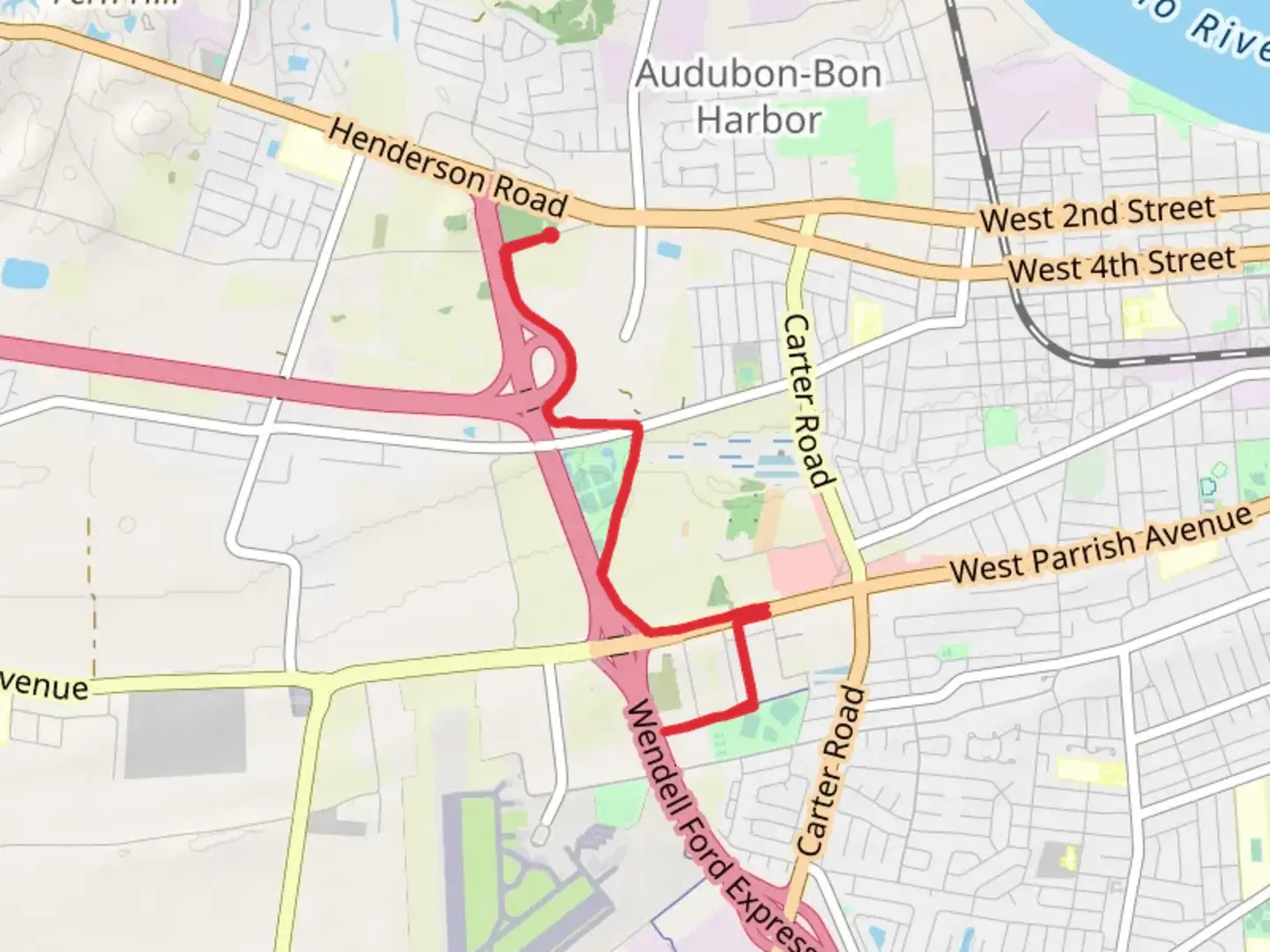 An image depicting the trail Adkisson Greenbelt Park and its surrounding area.