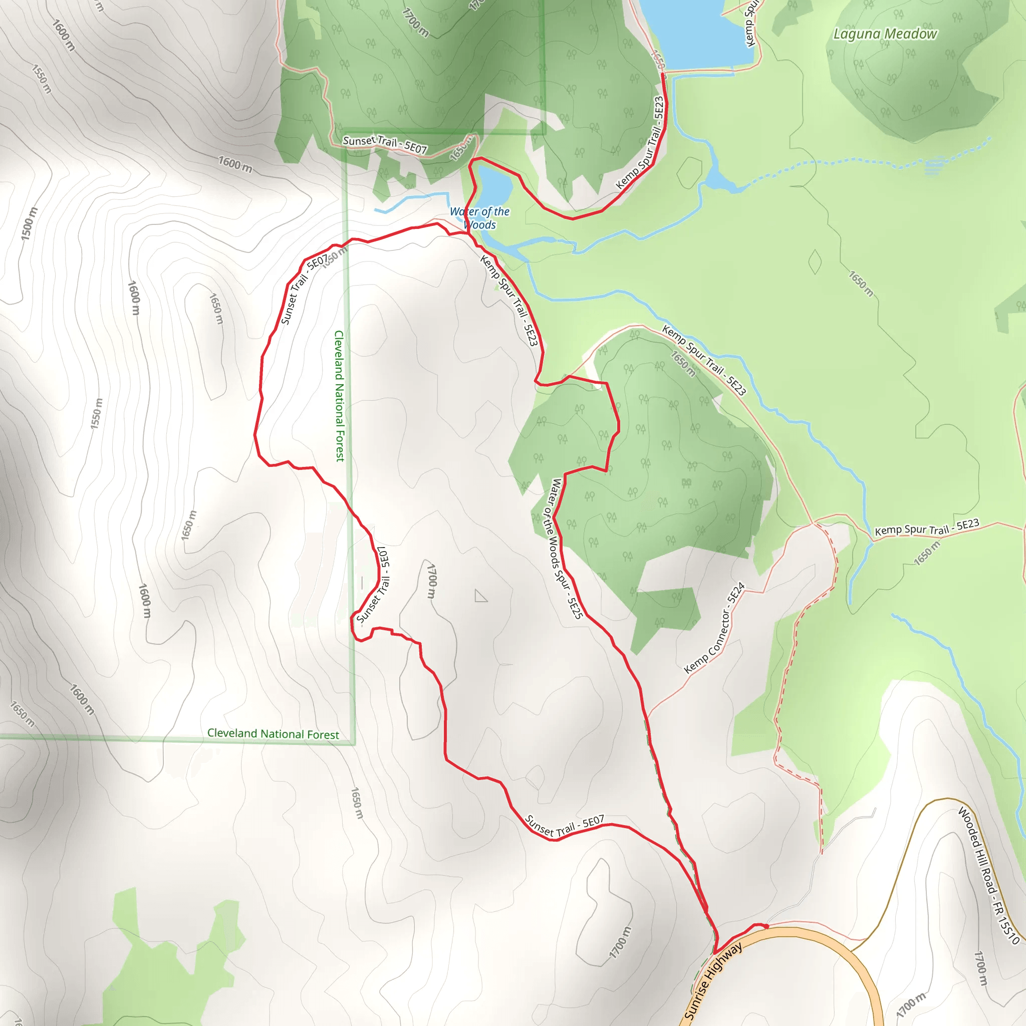 Water of the Woods Loop via Sunset Trail mobile static map