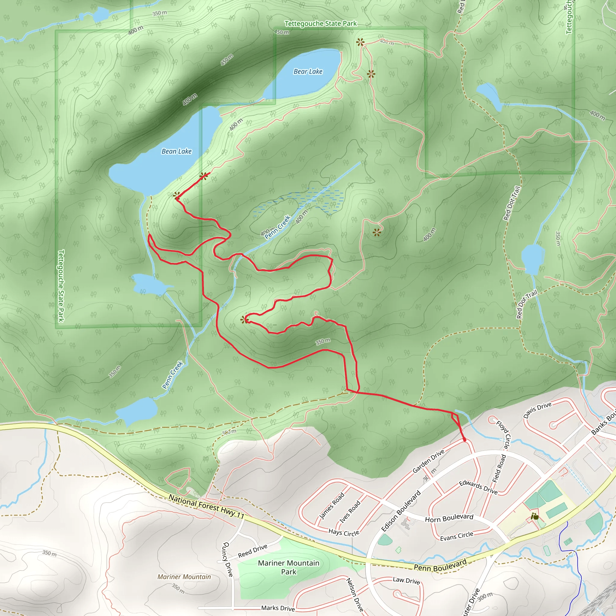 Bean Lake Overlook via Superior Hiking Loop Trail mobile static map