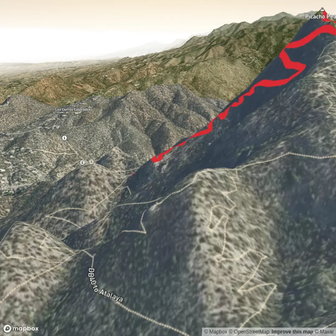 An image depicting the trail Picacho Peak Trail Loop and its surrounding area.