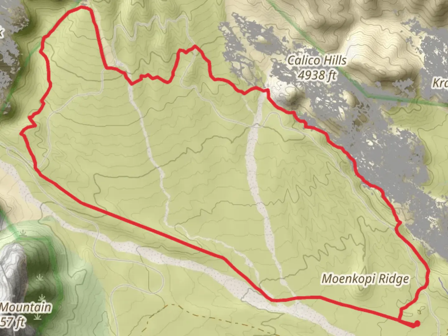 An image depicting the trail Moenkopi Ridge Loop and its surrounding area.