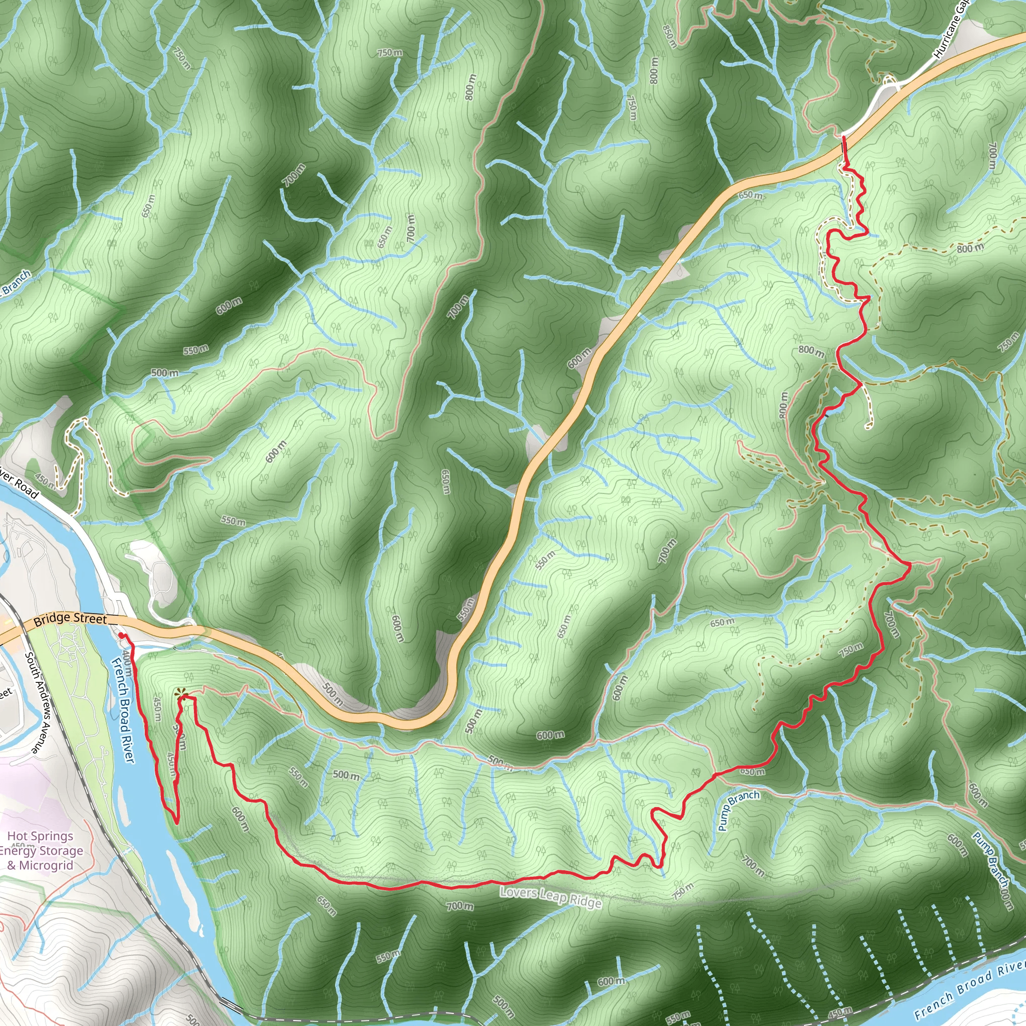 Pump Gap and Tanyard Gap via Appalachian Trail mobile static map