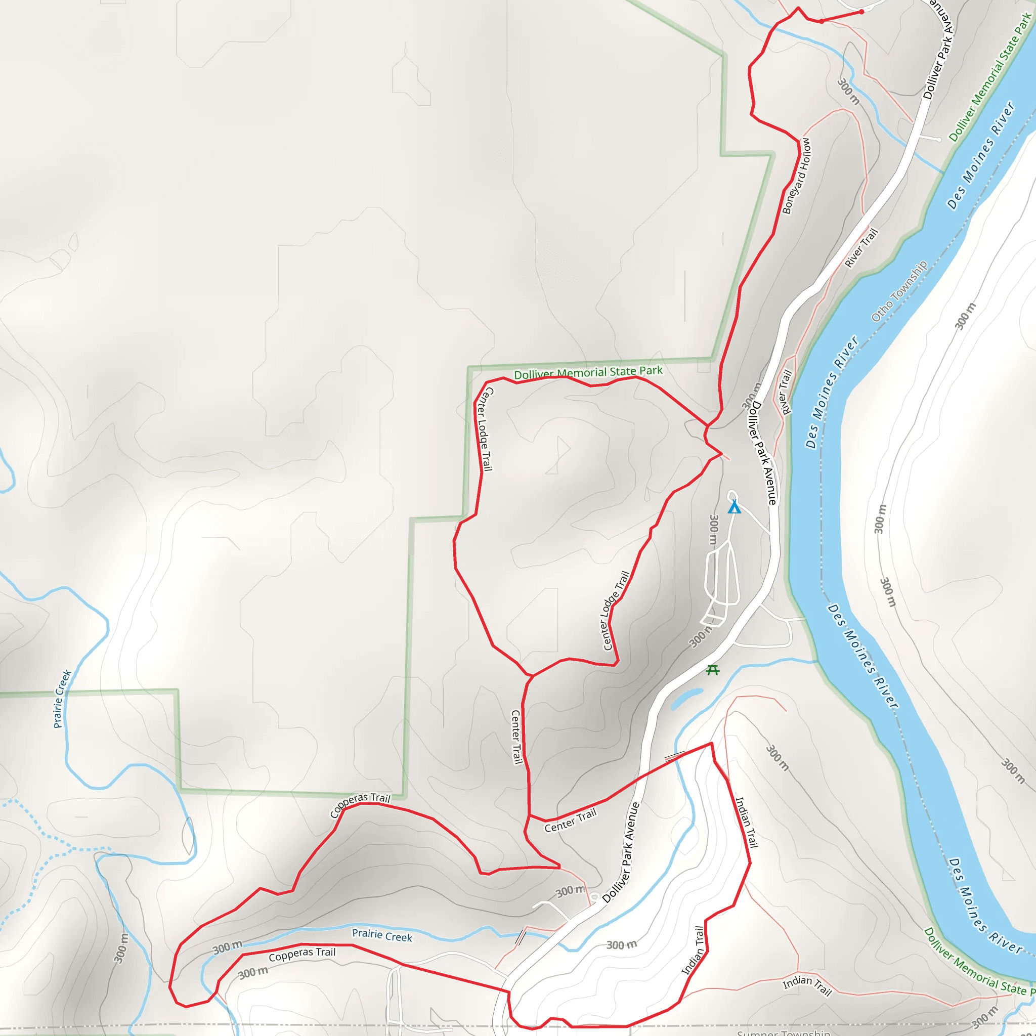 Center Lodge Trail and Copperas Trail Loop mobile static map