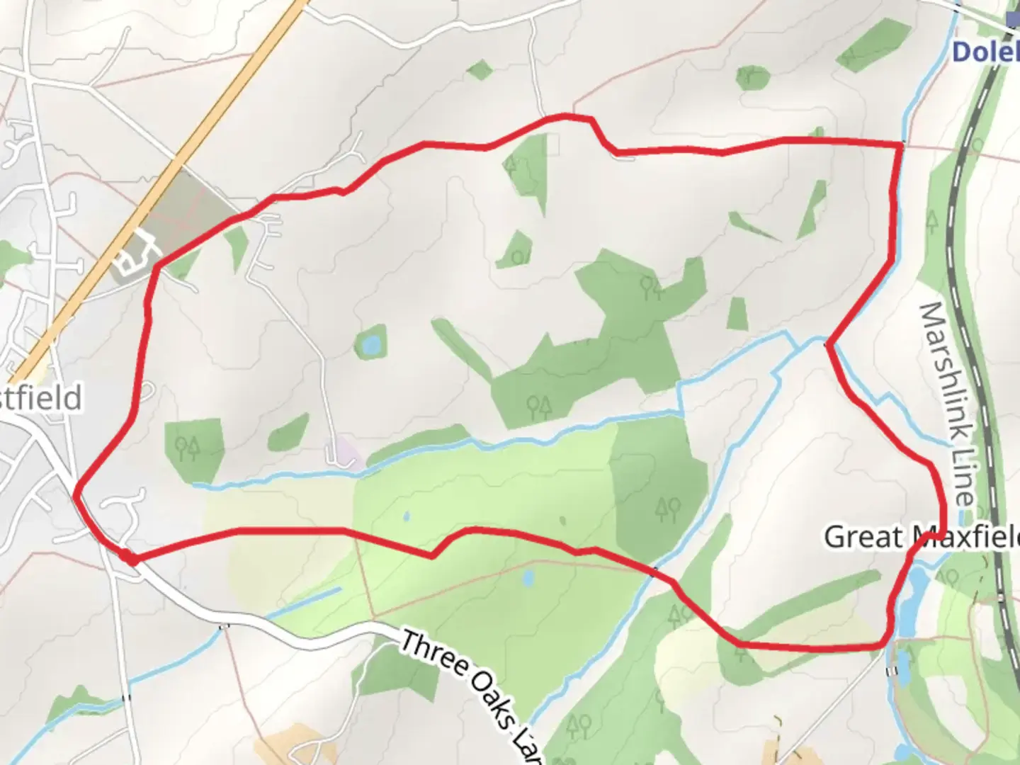 An image depicting the trail Westfield Country Park via 1066 Country Walk and its surrounding area.