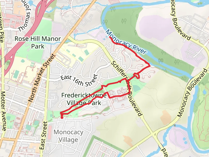 Park Branch, Fredericktowne Village Park and Riverwalk Park