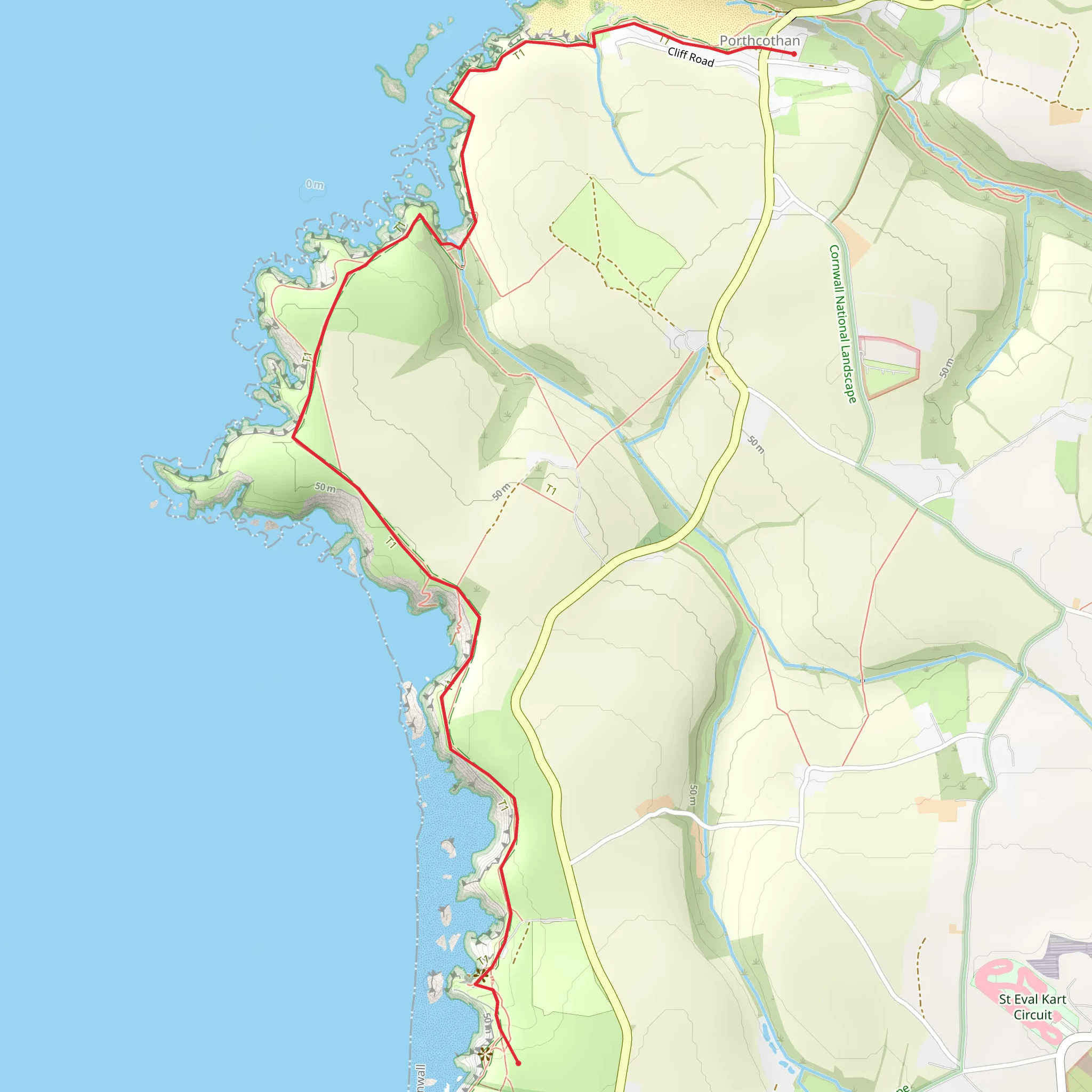 Bedruthan Steps Circular Walk mobile static map