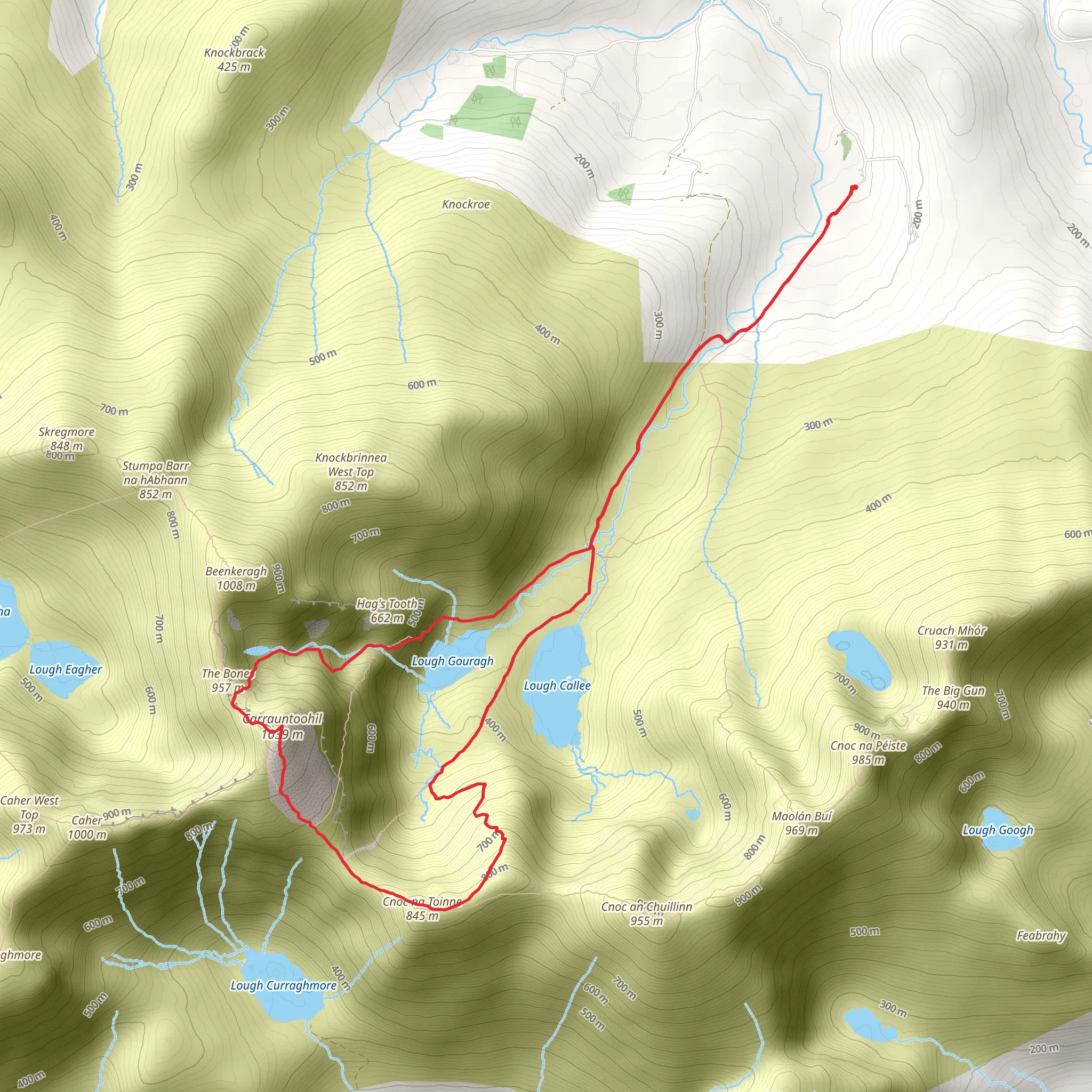 Carrauntoohil via O'Sheas Gully mobile static map