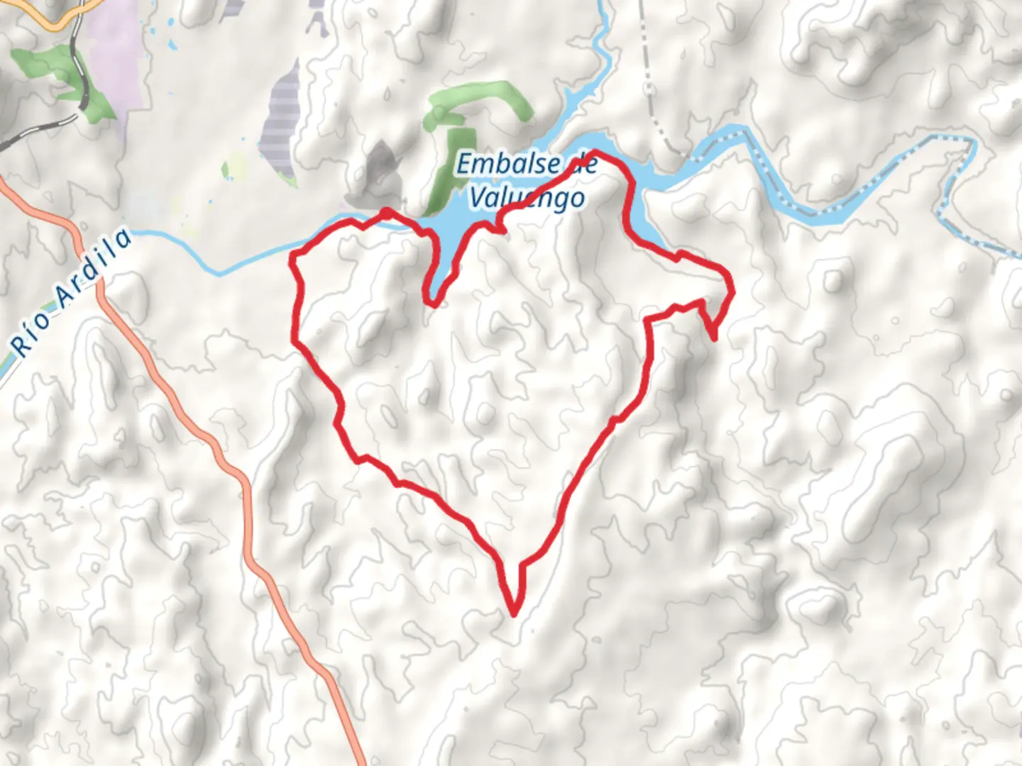 An image depicting the trail Valuengo Reservoir PR BA 123 and its surrounding area.