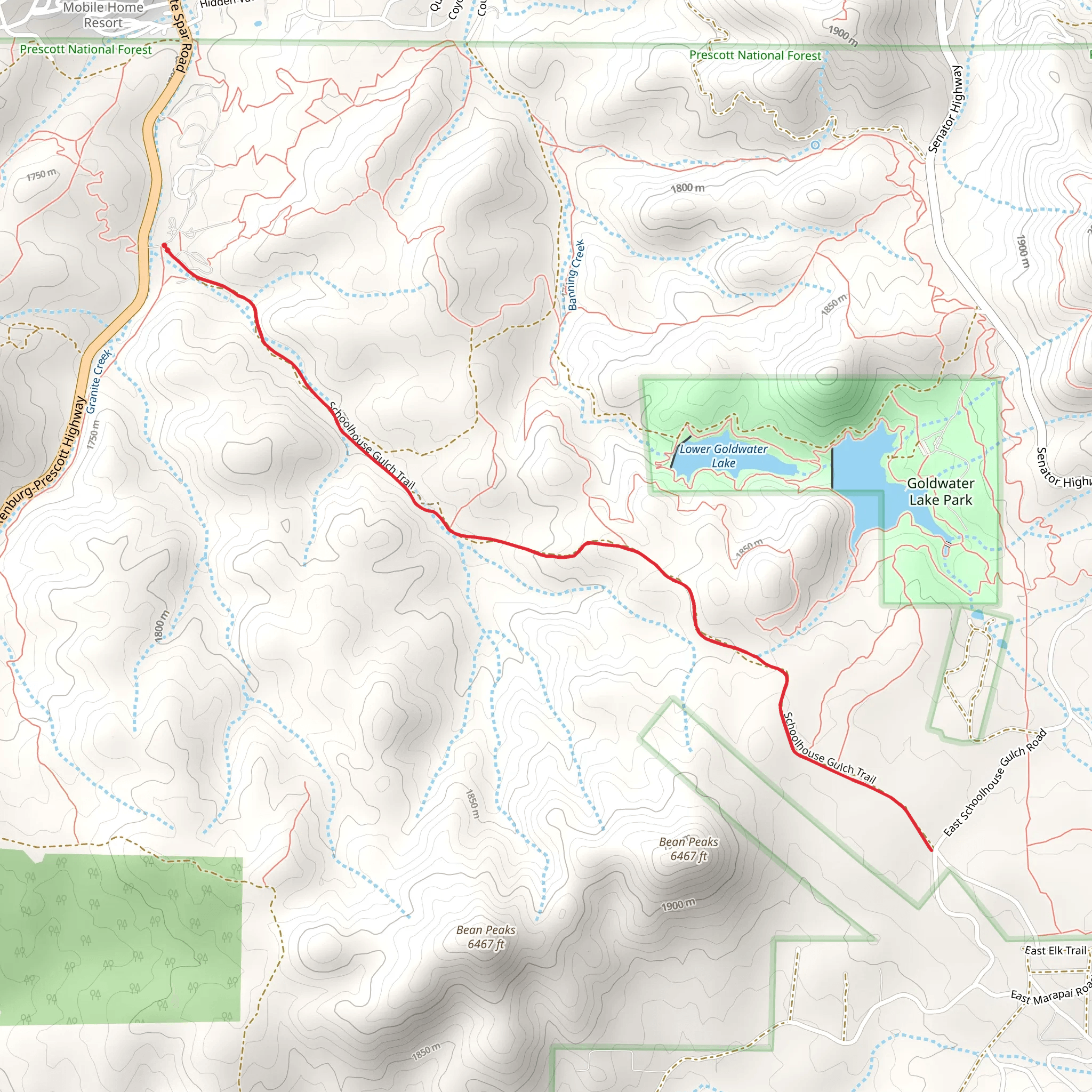 Schoolhouse Gulch Trail mobile static map