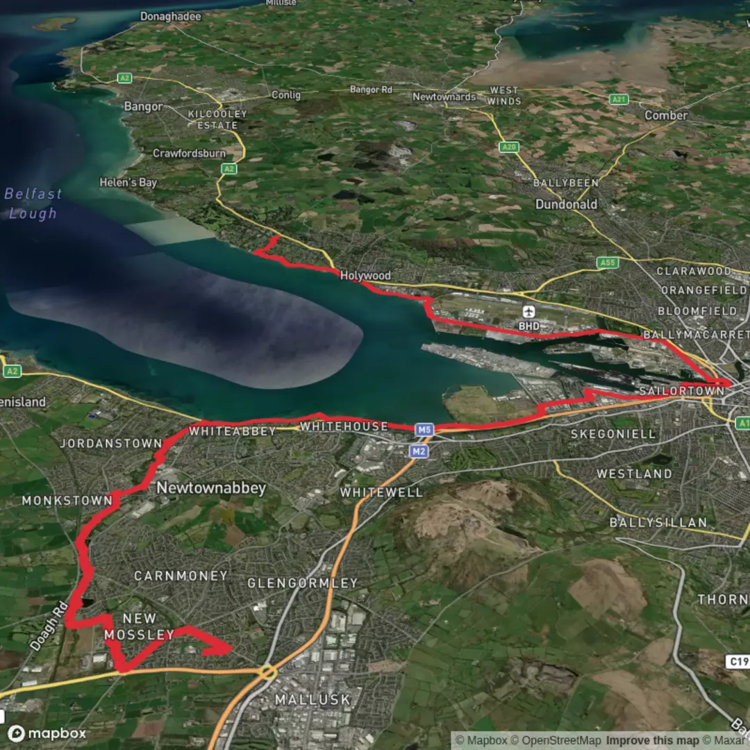 An image depicting the trail Home to Cultra and its surrounding area.