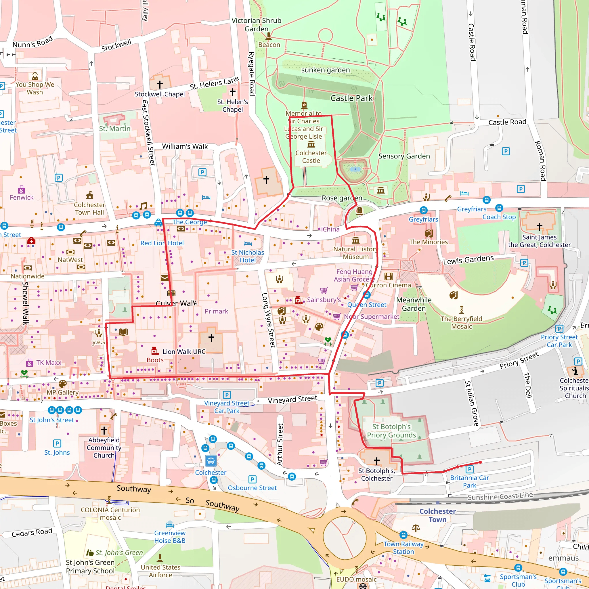 Colchester Castle Loop - Colchester Town mobile static map