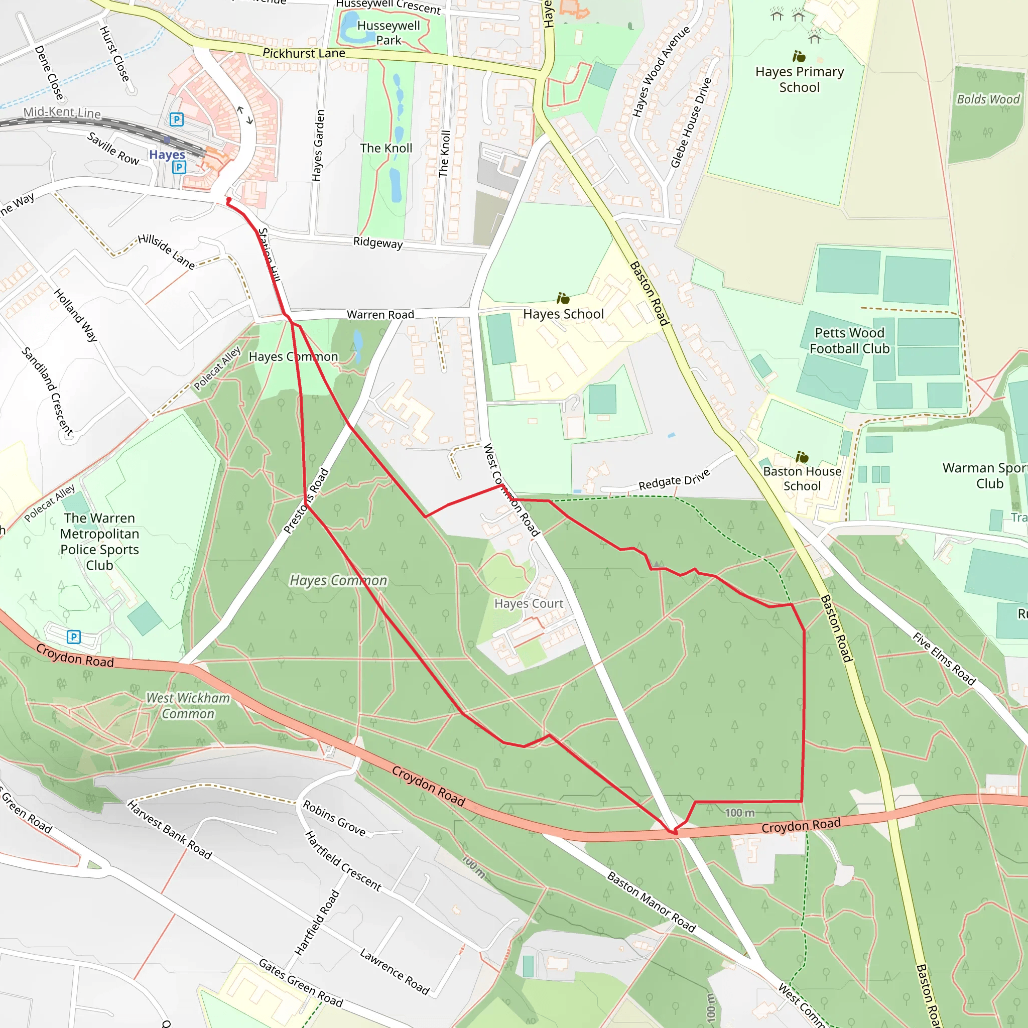 Hayes Common mobile static map