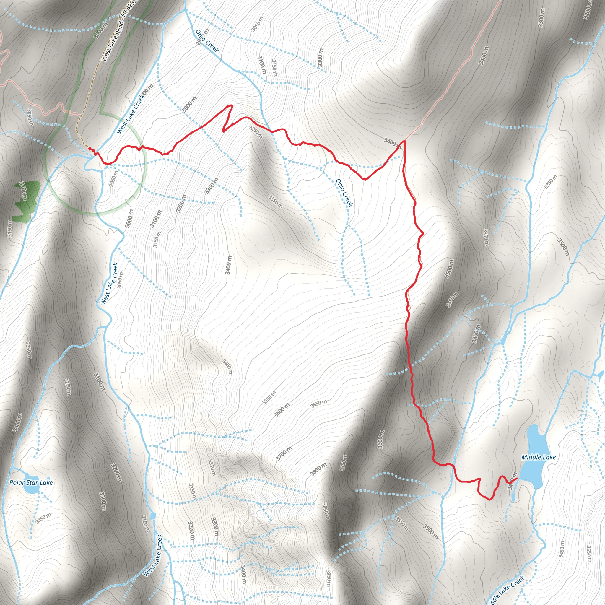 Middle Lake Trail mobile static map