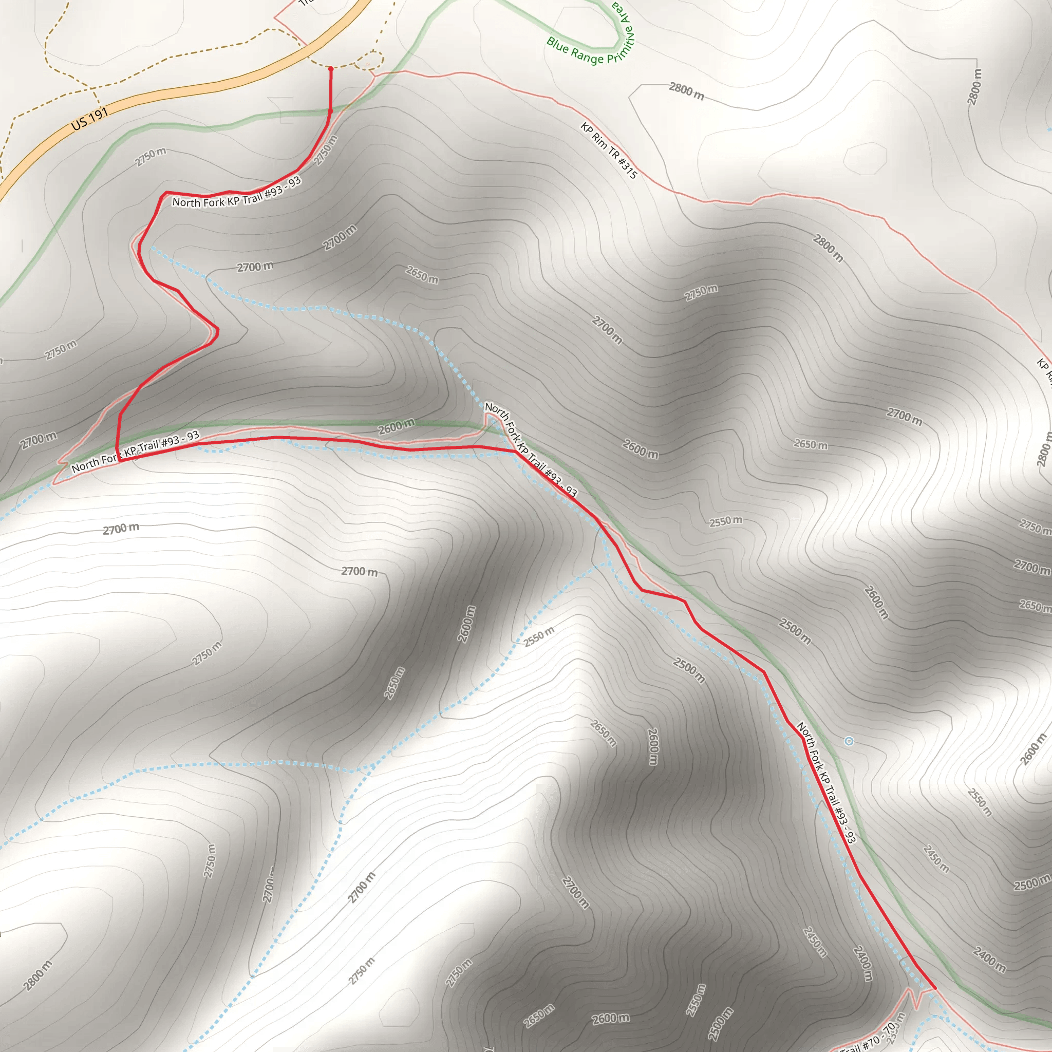 North Fork KP Trail mobile static map