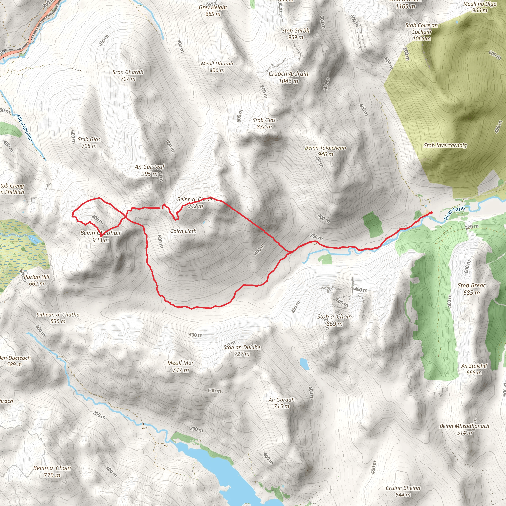 Inverlochlarig - Beinn a'Chroin and Beinn Chabhair mobile static map