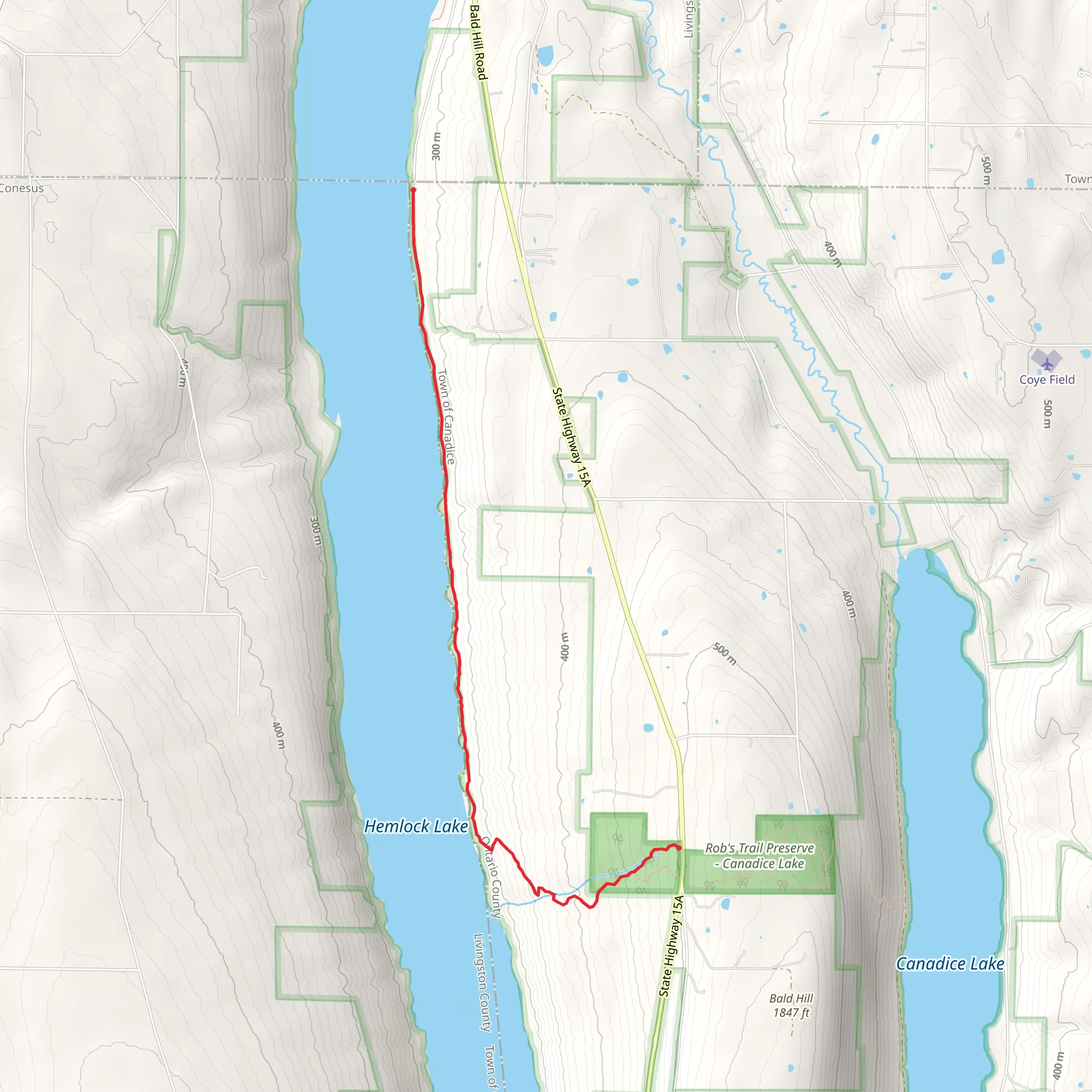Hemlock Lake and Rob's Trail mobile static map