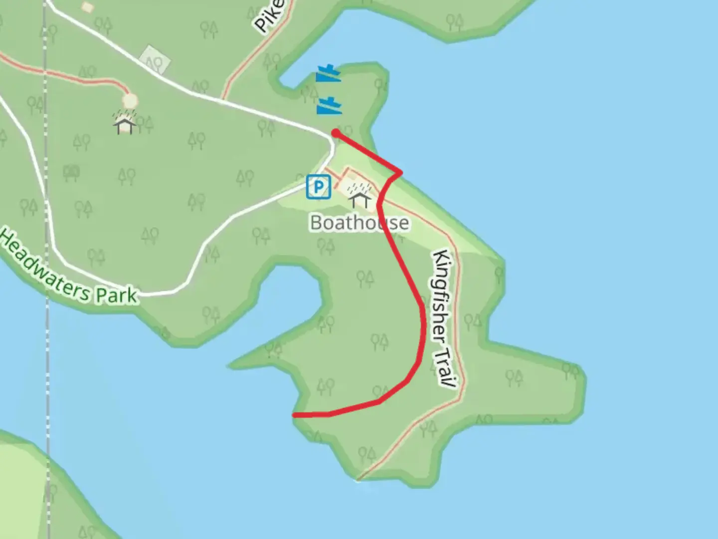 An image depicting the trail Kingfisher Trail and its surrounding area.