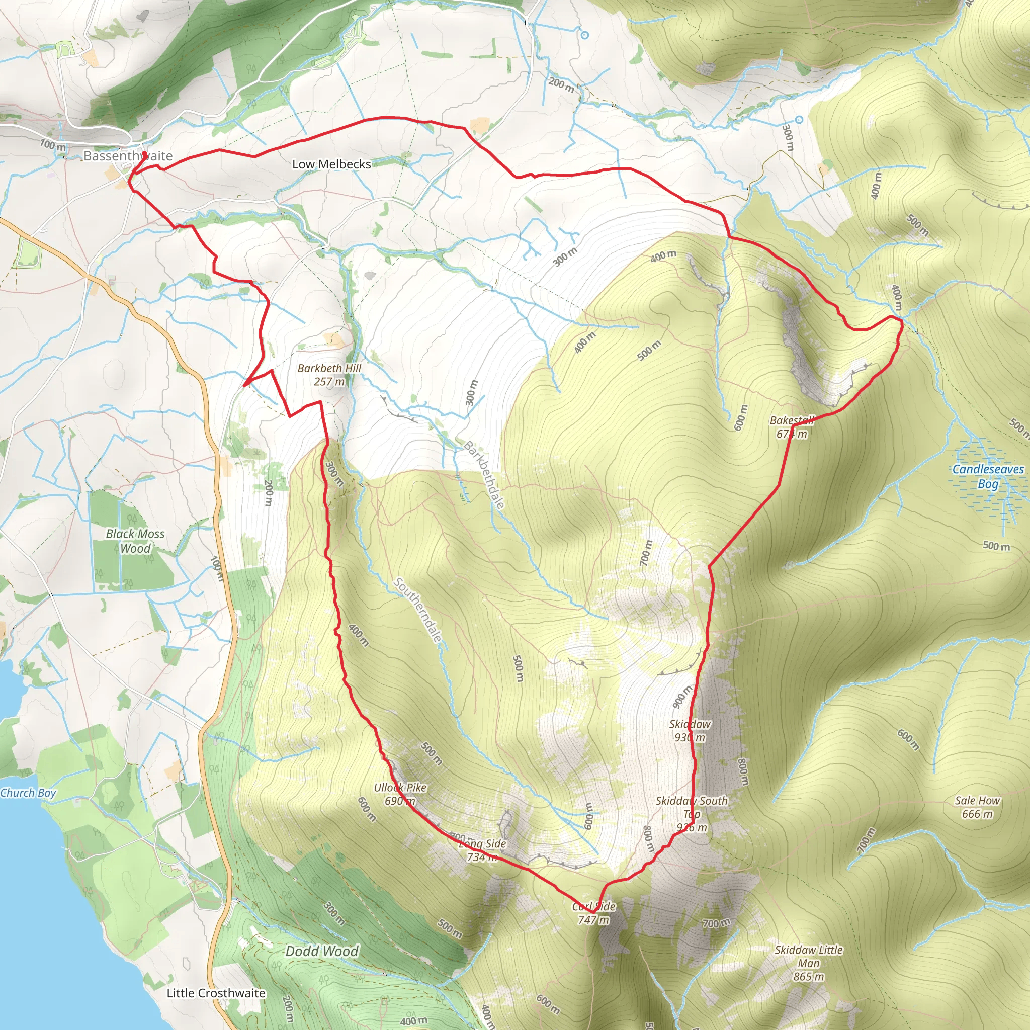 Ullock Pike, Long Side and Bakestall Loop mobile static map