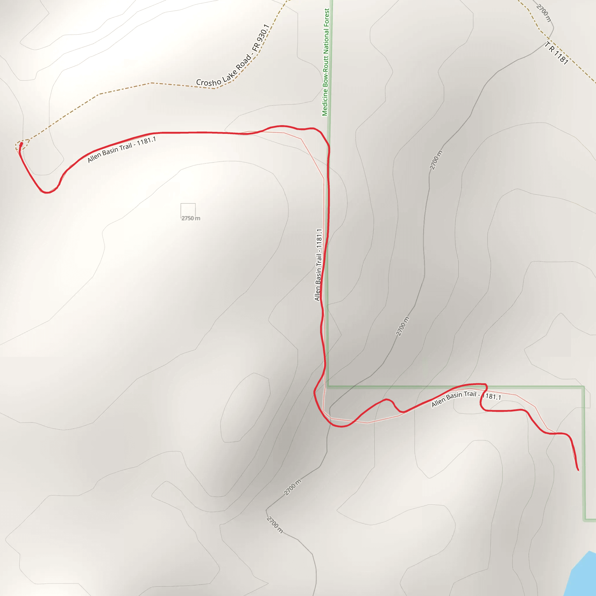 Allen Basin Reservoir Trail mobile static map