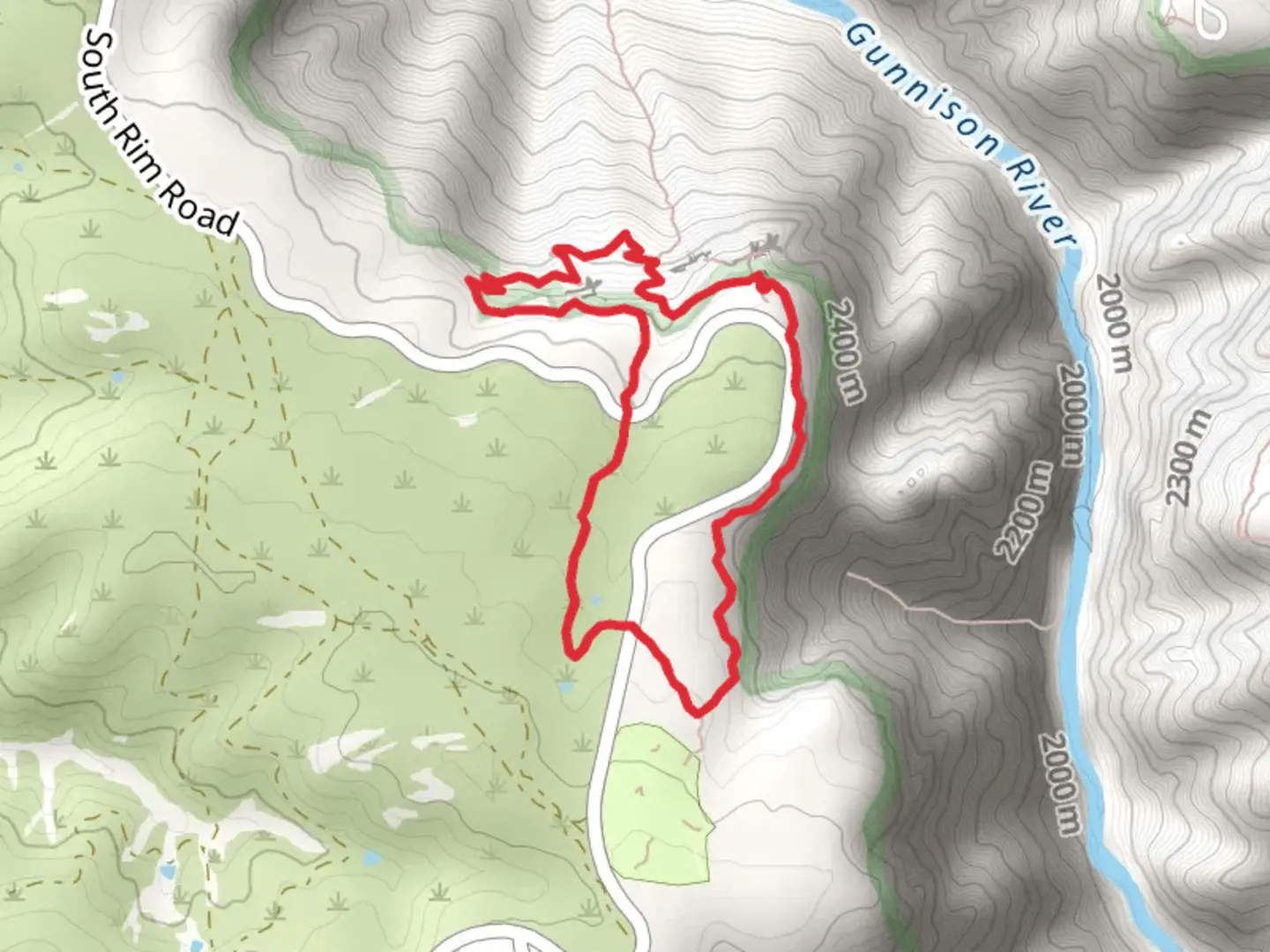 An image depicting the trail Oak Flat Loop Trail, Uplands Trail and Rim Rock Nature Loop Trail and its surrounding area.