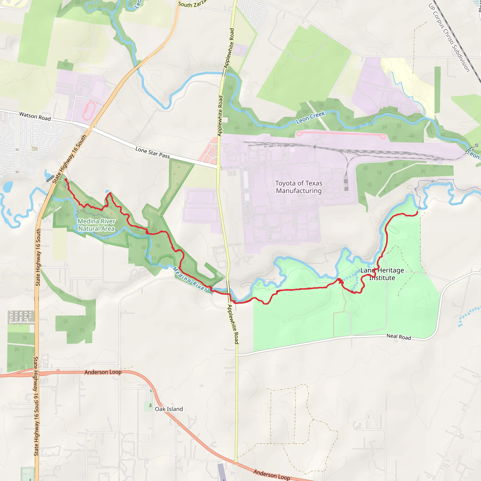 Medina River Greenway Trail mobile static map