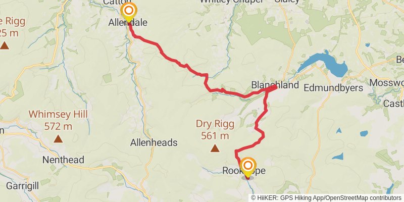 Chepstow to Berwick - upon - Tweed - Great English Walk stage 40 Map