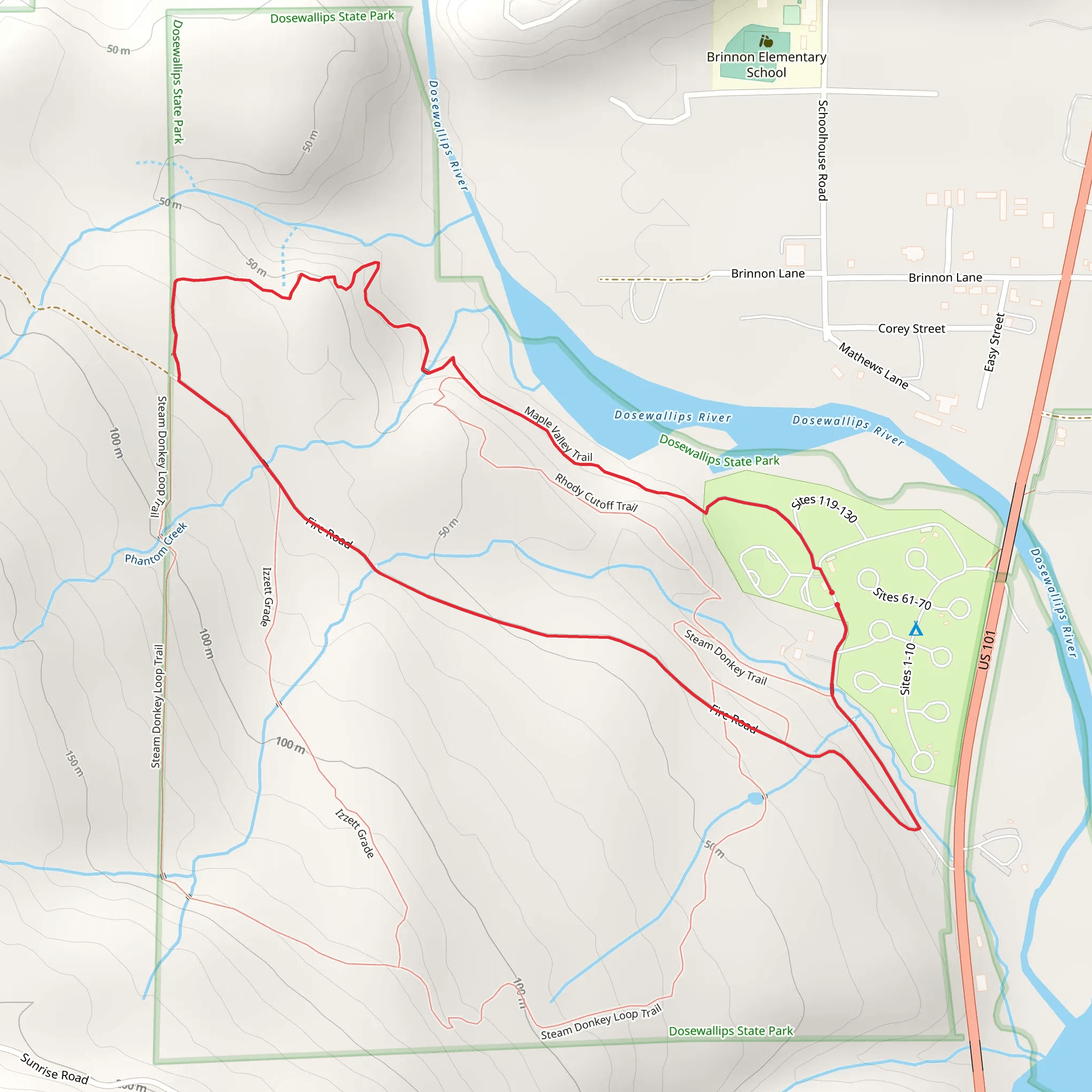 Maple Valley Trail and Fire Road Loop mobile static map