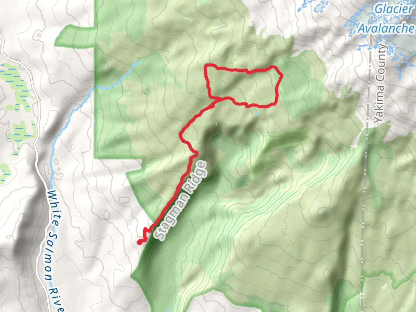An image depicting the trail Stagman Ridge Trail and Looking Glass Lake Trail and its surrounding area.