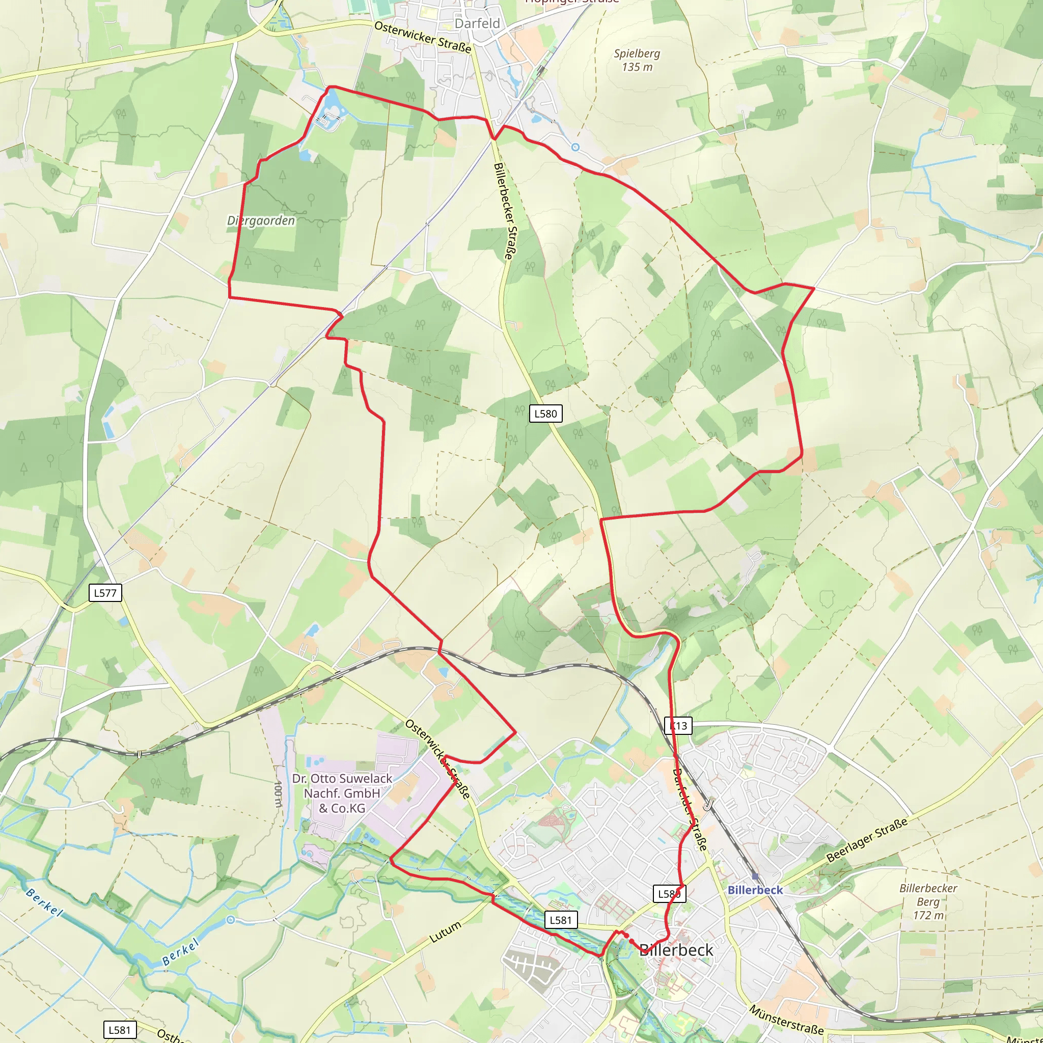 Billerbeck North Loop via Schloss Darfeld mobile static map