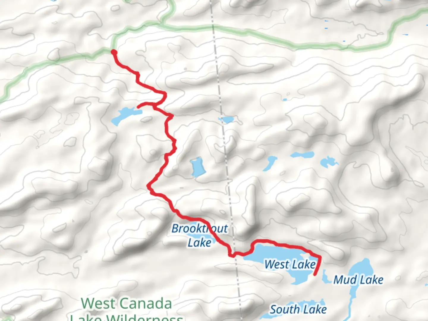 An image depicting the trail Falls Pond and West Lake Trail and its surrounding area.