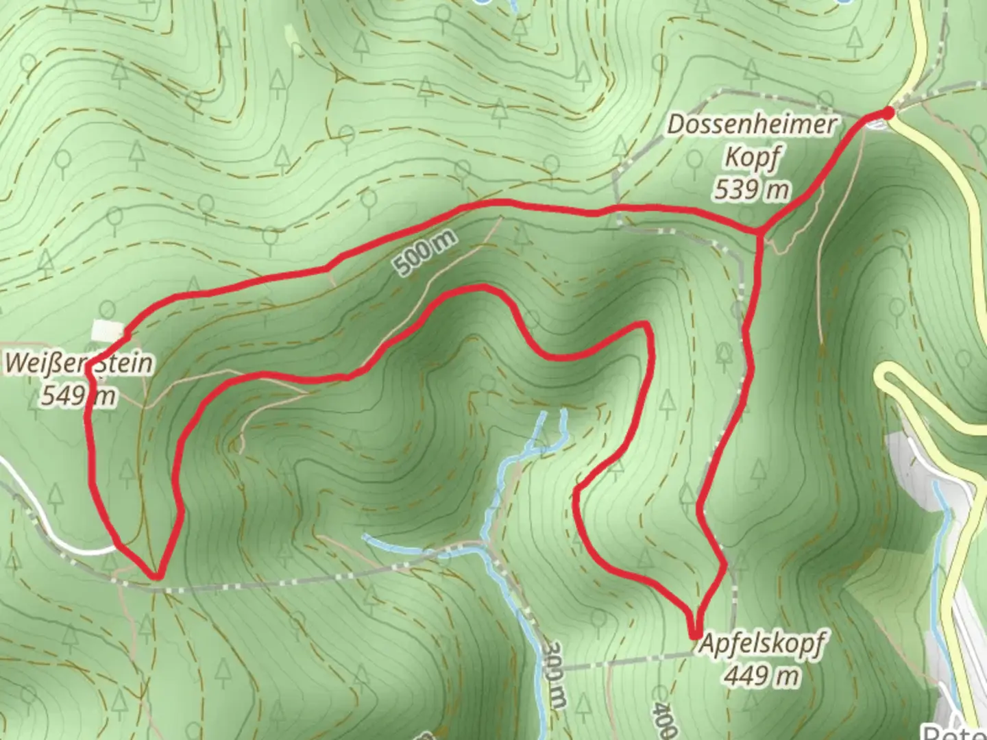 An image depicting the trail Camino Incluso and Hauptweg and its surrounding area.