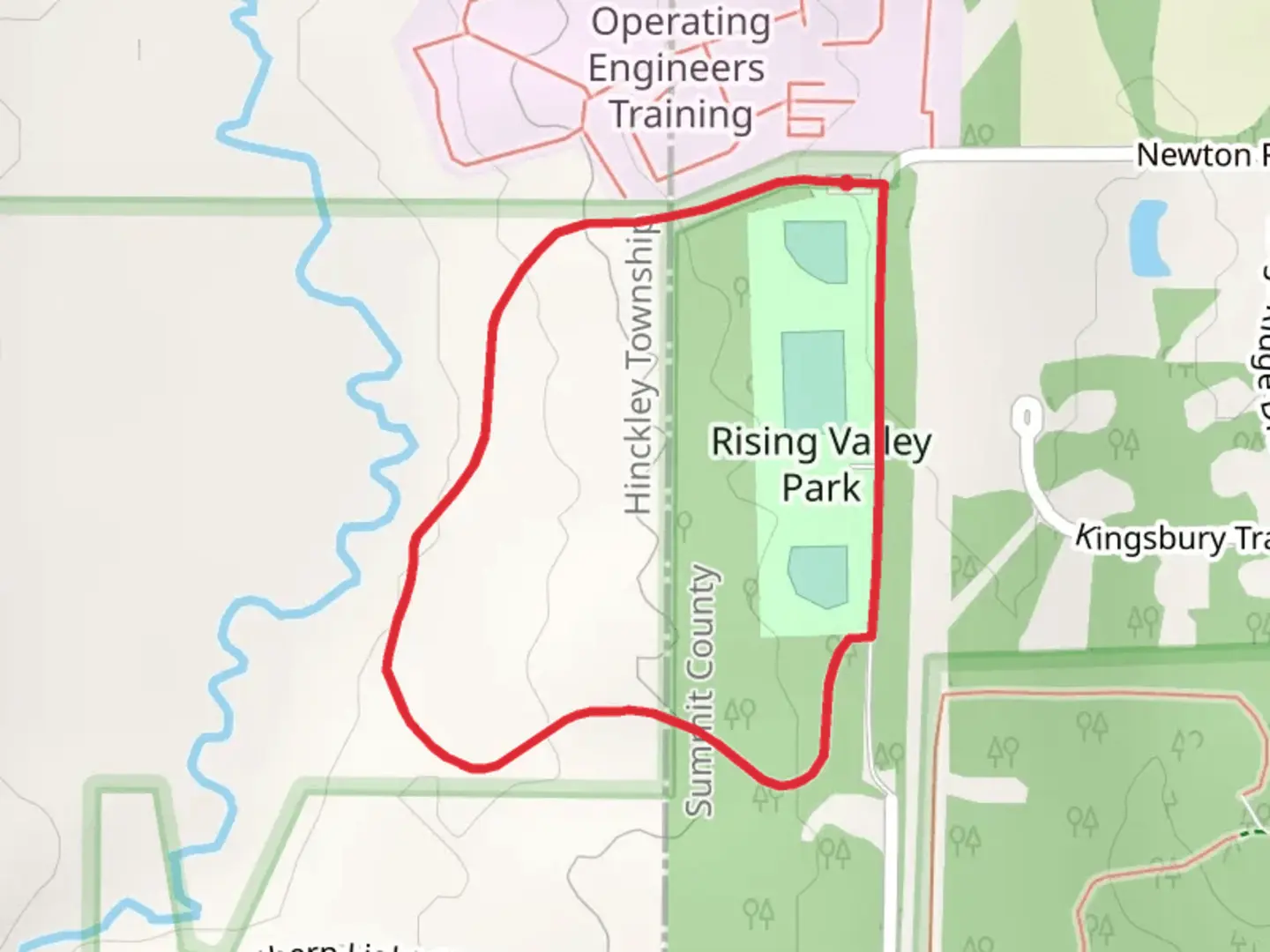 An image depicting the trail Blue Trail Loop from Newton Road and its surrounding area.
