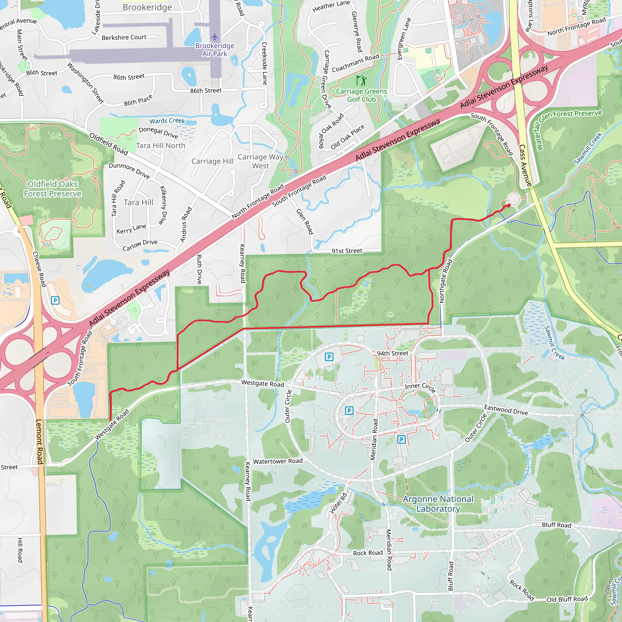 Tear Thumb Trail and Waterfall Glen Main Trail mobile static map