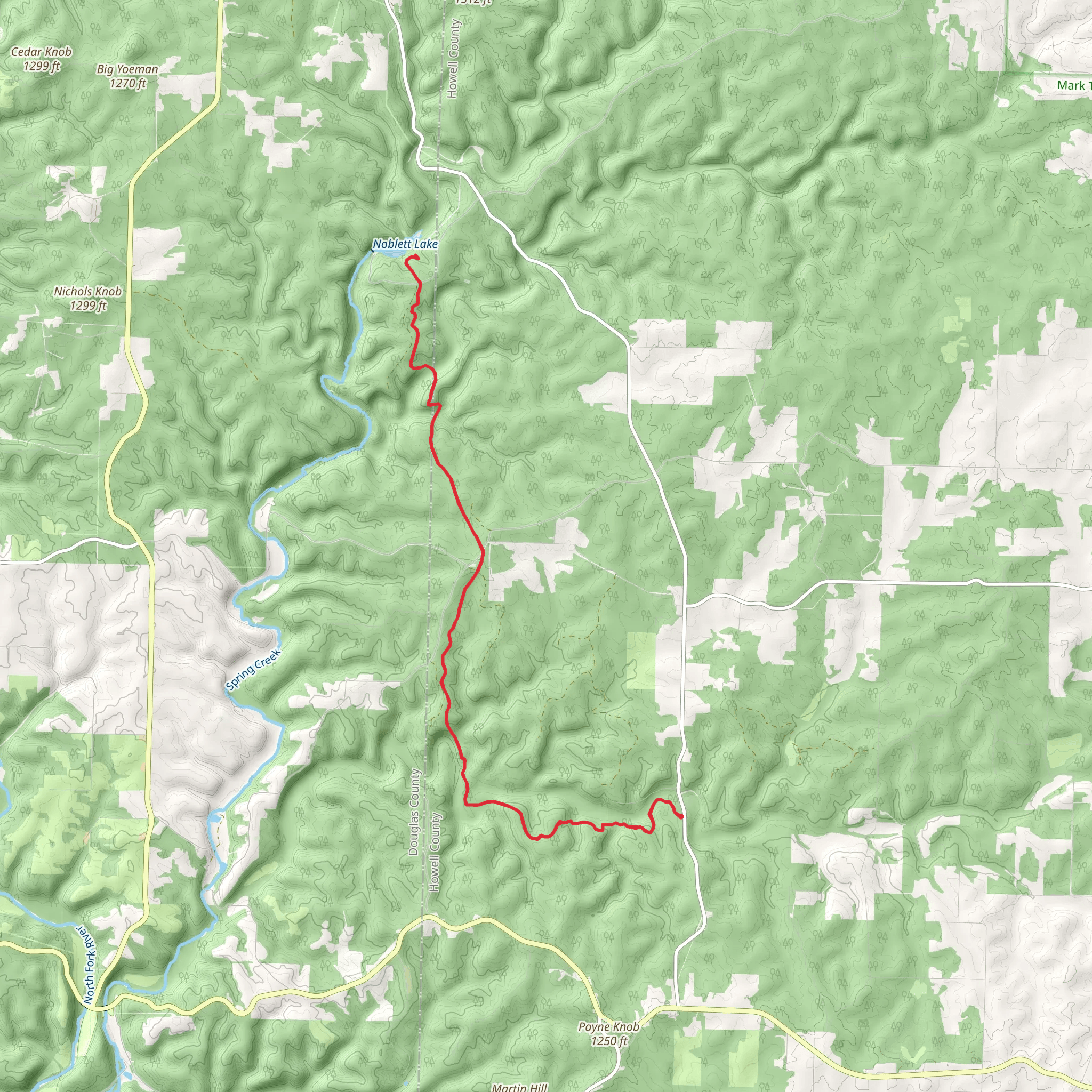 Noblett Lake via Ridge Runner Trail mobile static map