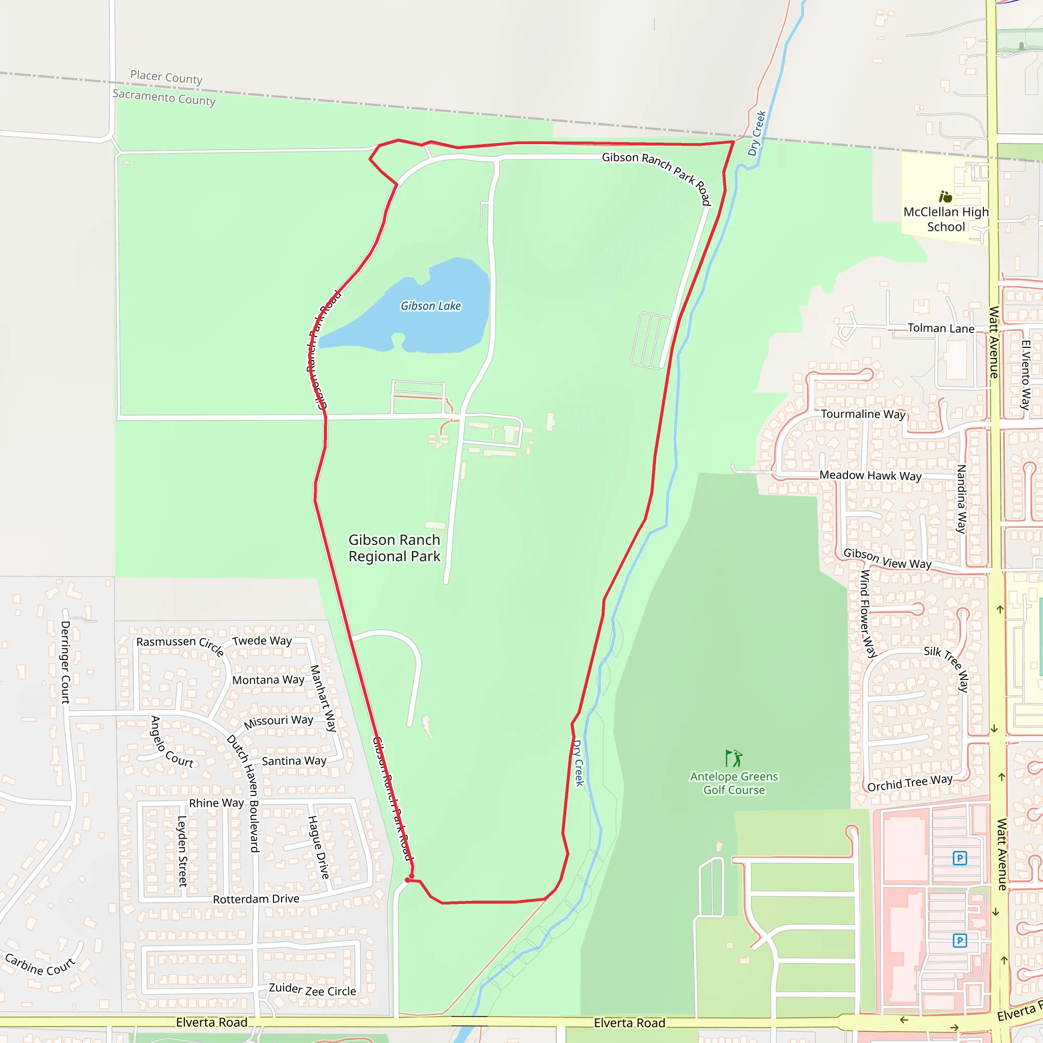 Gibson Lake and Dry Creek Loop - Long mobile static map