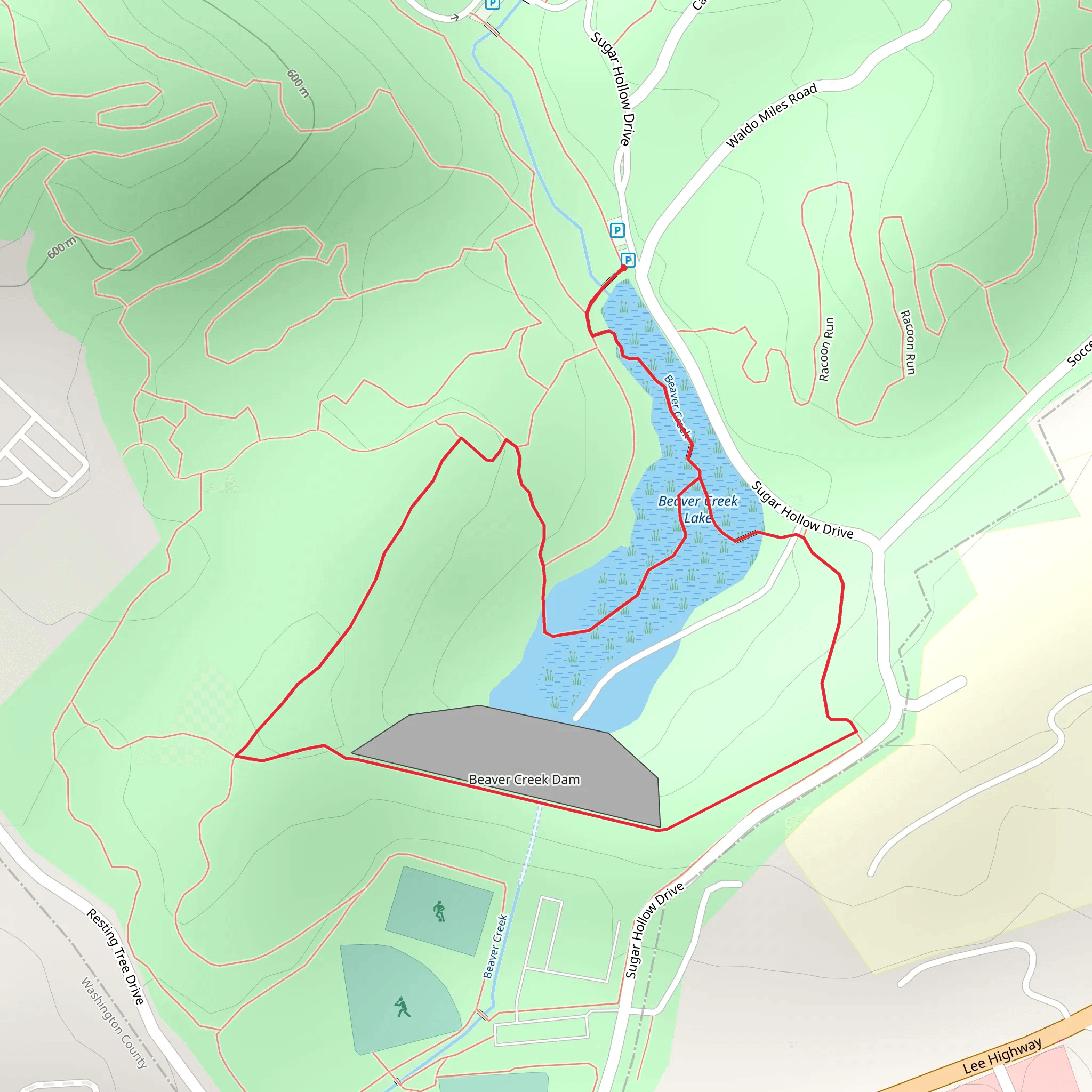 Beaver Creek Lake Loop mobile static map