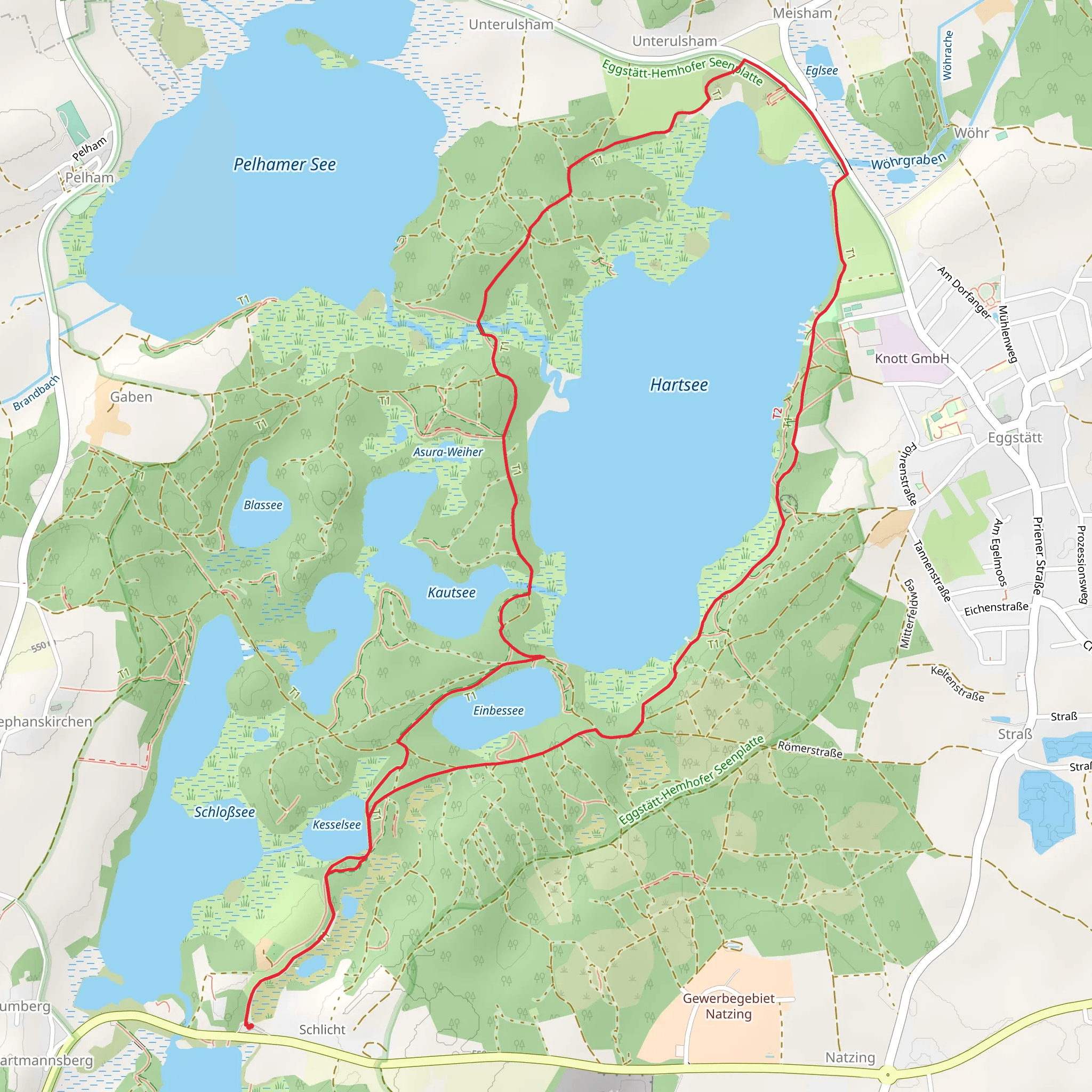 Kesselsee and Hartsee via Hartsee Rundweg mobile static map