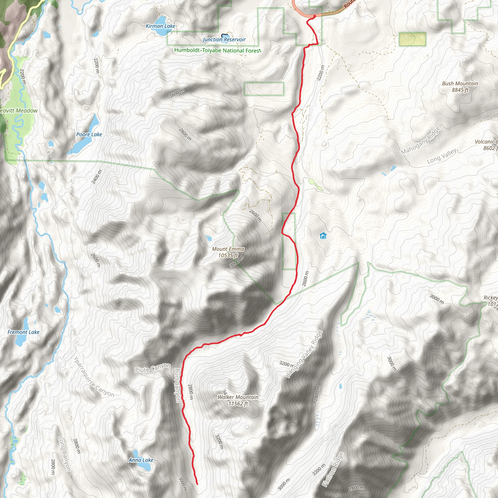 Burt Canyon Trail mobile static map