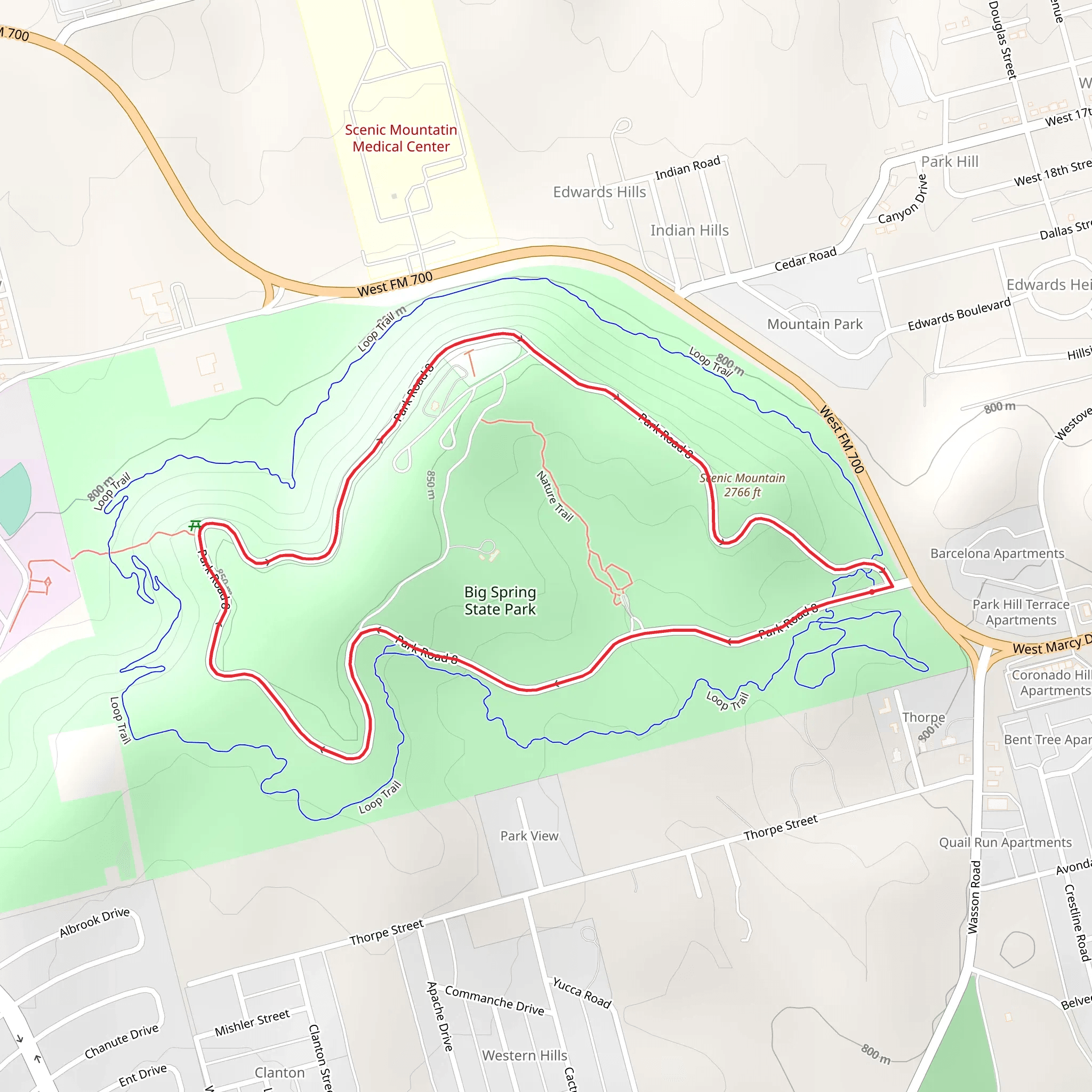 Big Spring State Park Loop mobile static map