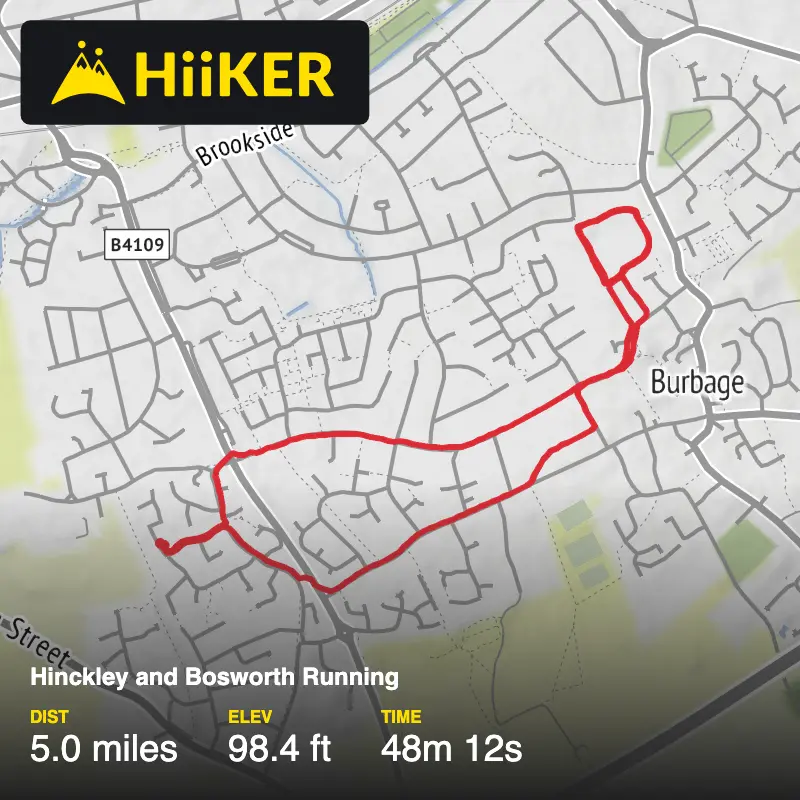 A map preview of the recording Hinckley and Bosworth Running.